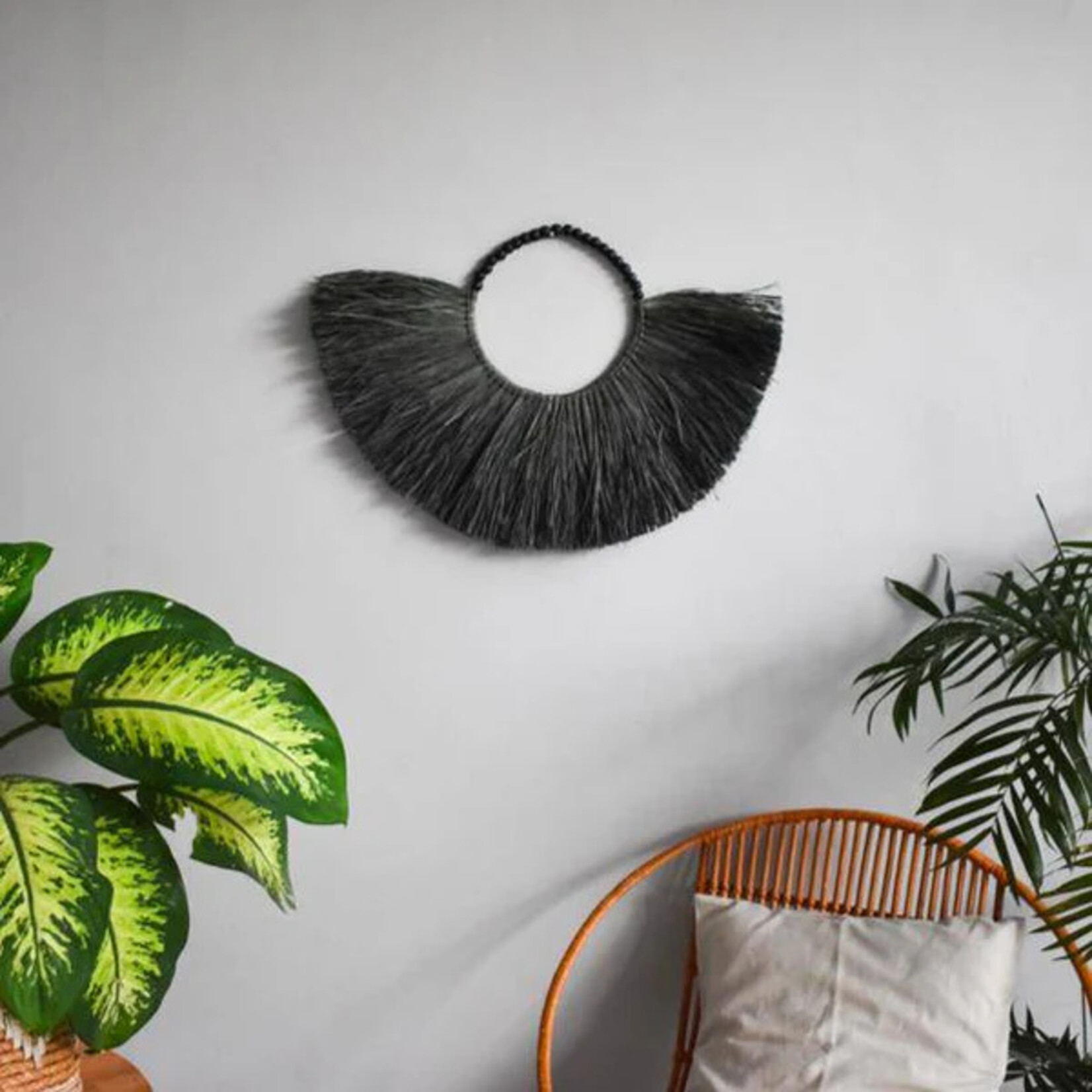 Joglo Living Raffia Wall Hanging- Hoga Black