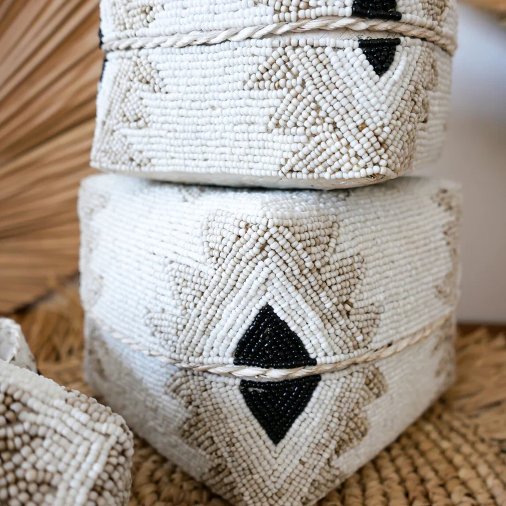 Joglo Living White Decorative Beaded Box Large