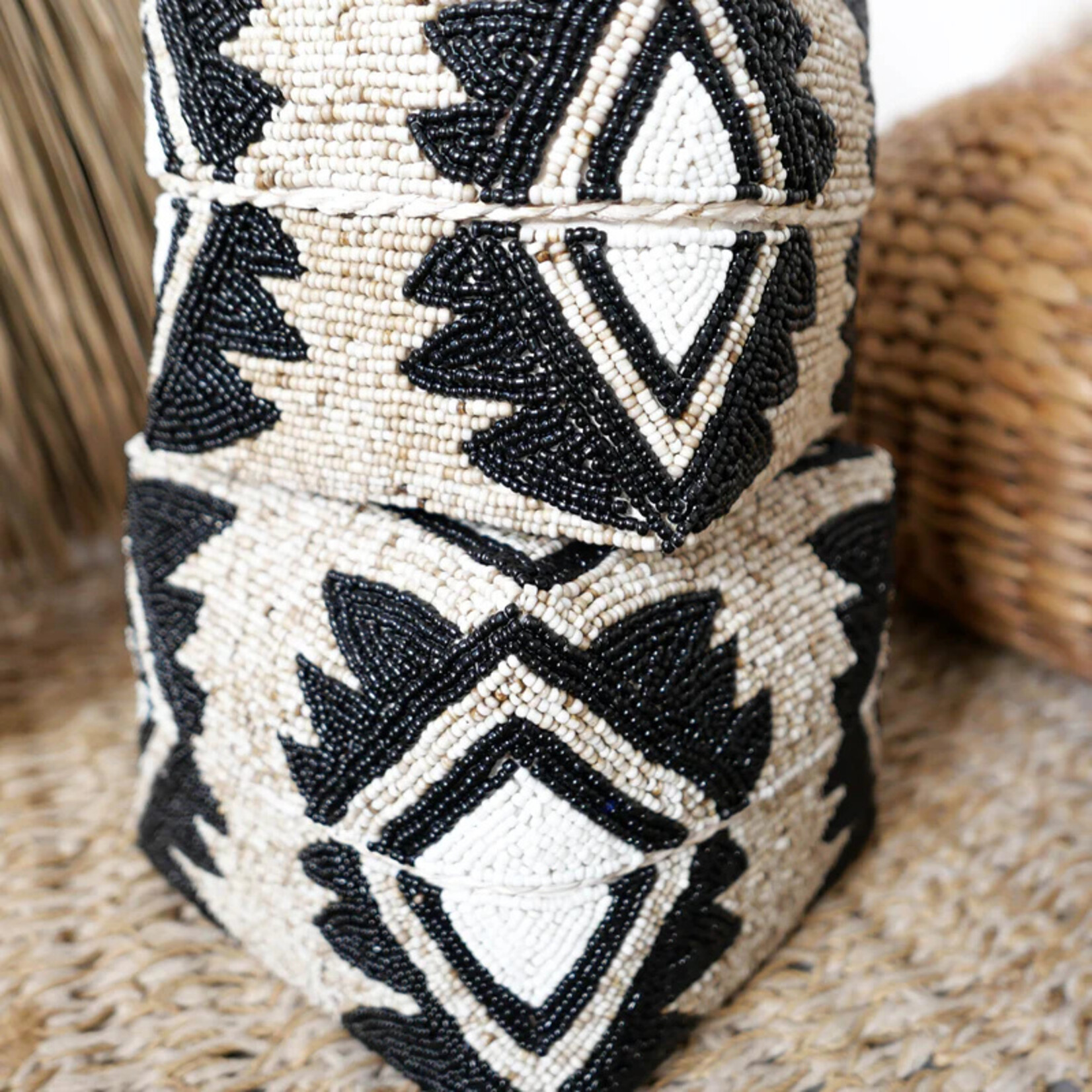Joglo Living Black Decortive Beaded Box Large