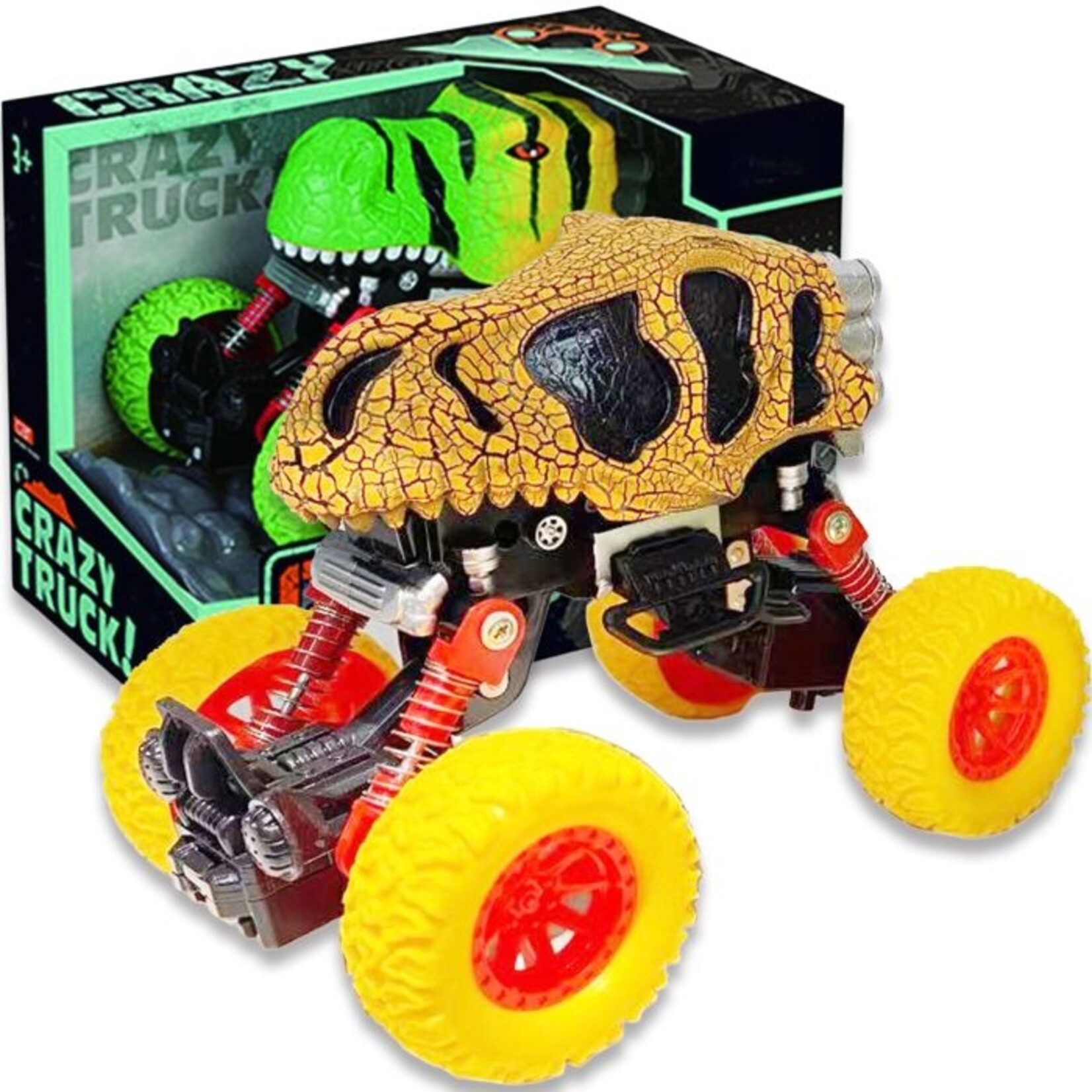Thin Air Brands Pullback Dinosaur Truck- Yellow