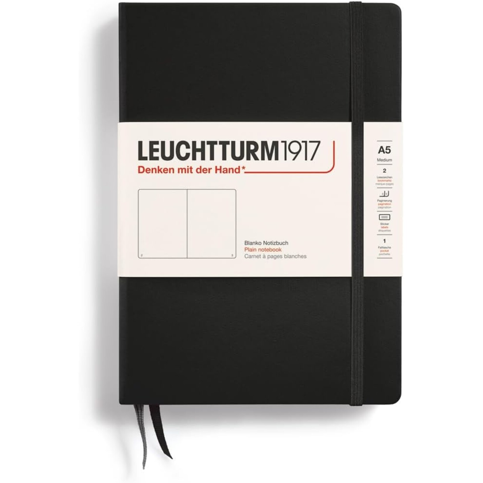 Leuchtturm1917 Medium (A5) Hardcover- Black Plain