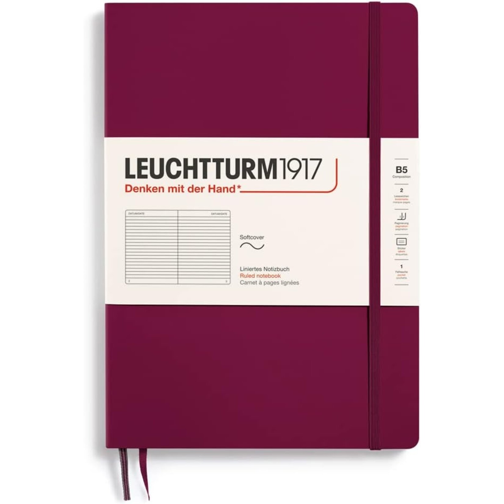 Leuchtturm1917 Composition (B5) Softcover- Port Red Ruled