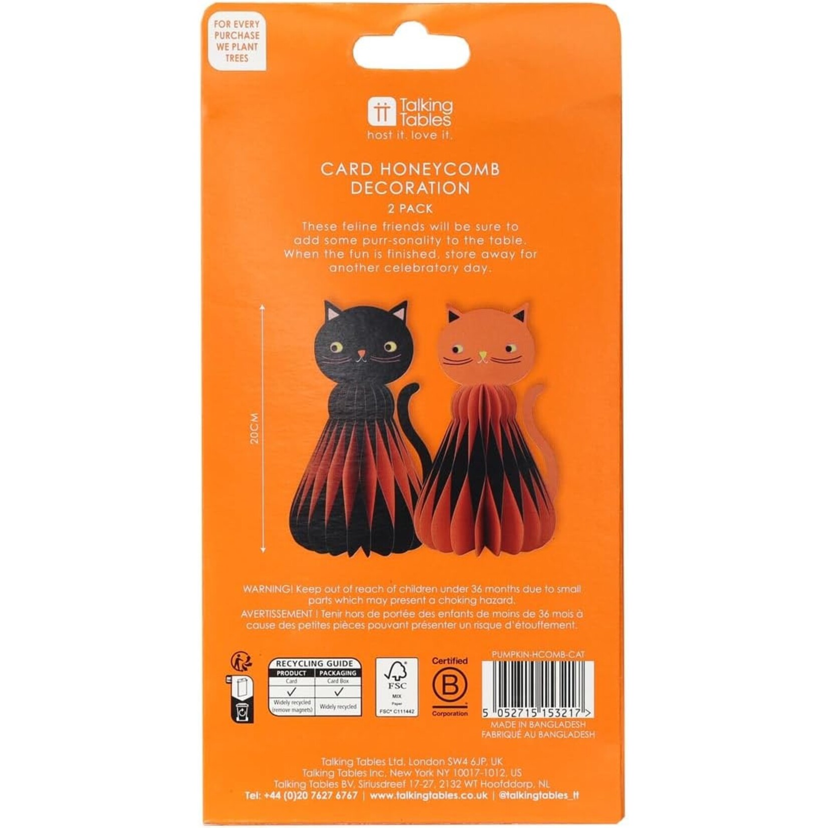Halloween Cat Honeycomb Decoration 2 Pack