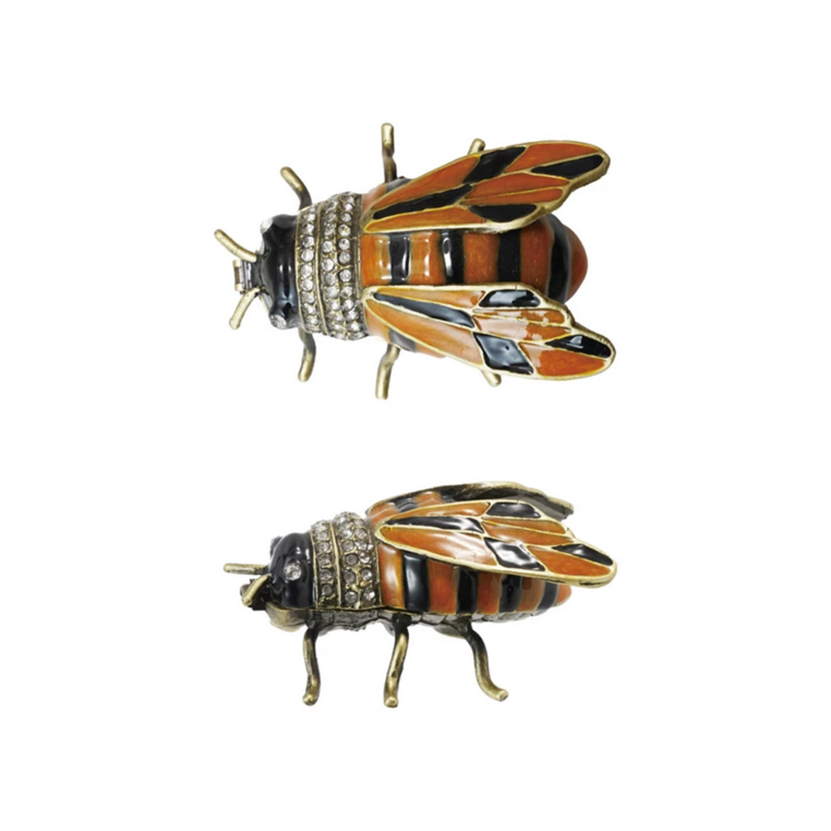 Creative Co-Op Enameled Metal Bee Shaped Trinket Box