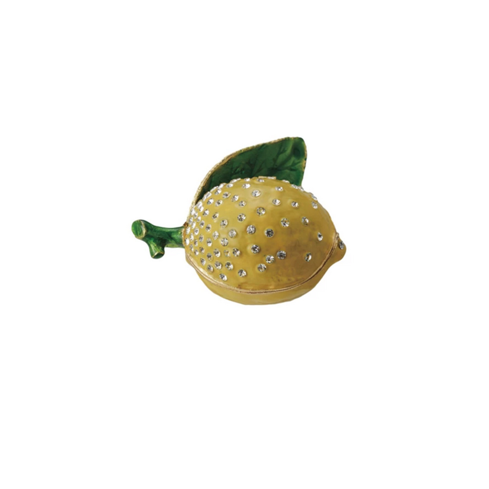 Creative Co-Op Enameled Metal Lemon Shaped Trinket Box