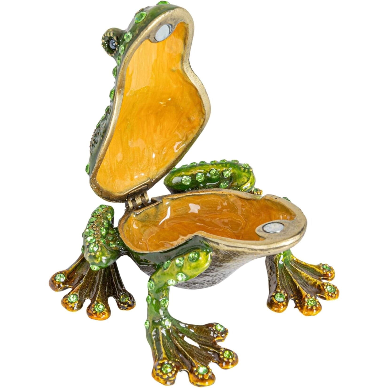 Creative Co-Op Enameled Metal Frog Shaped Trinket Box