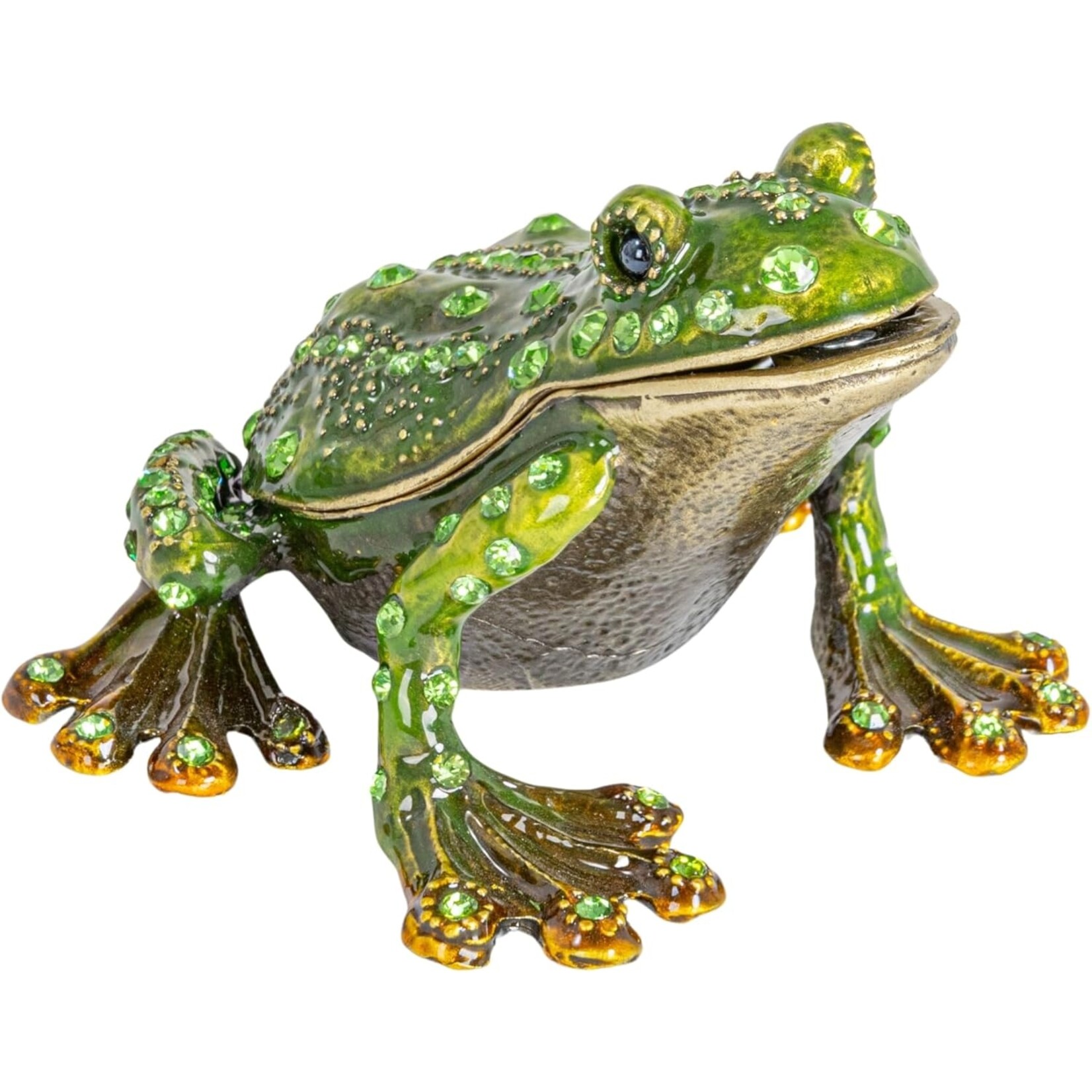 Creative Co-Op Enameled Metal Frog Shaped Trinket Box