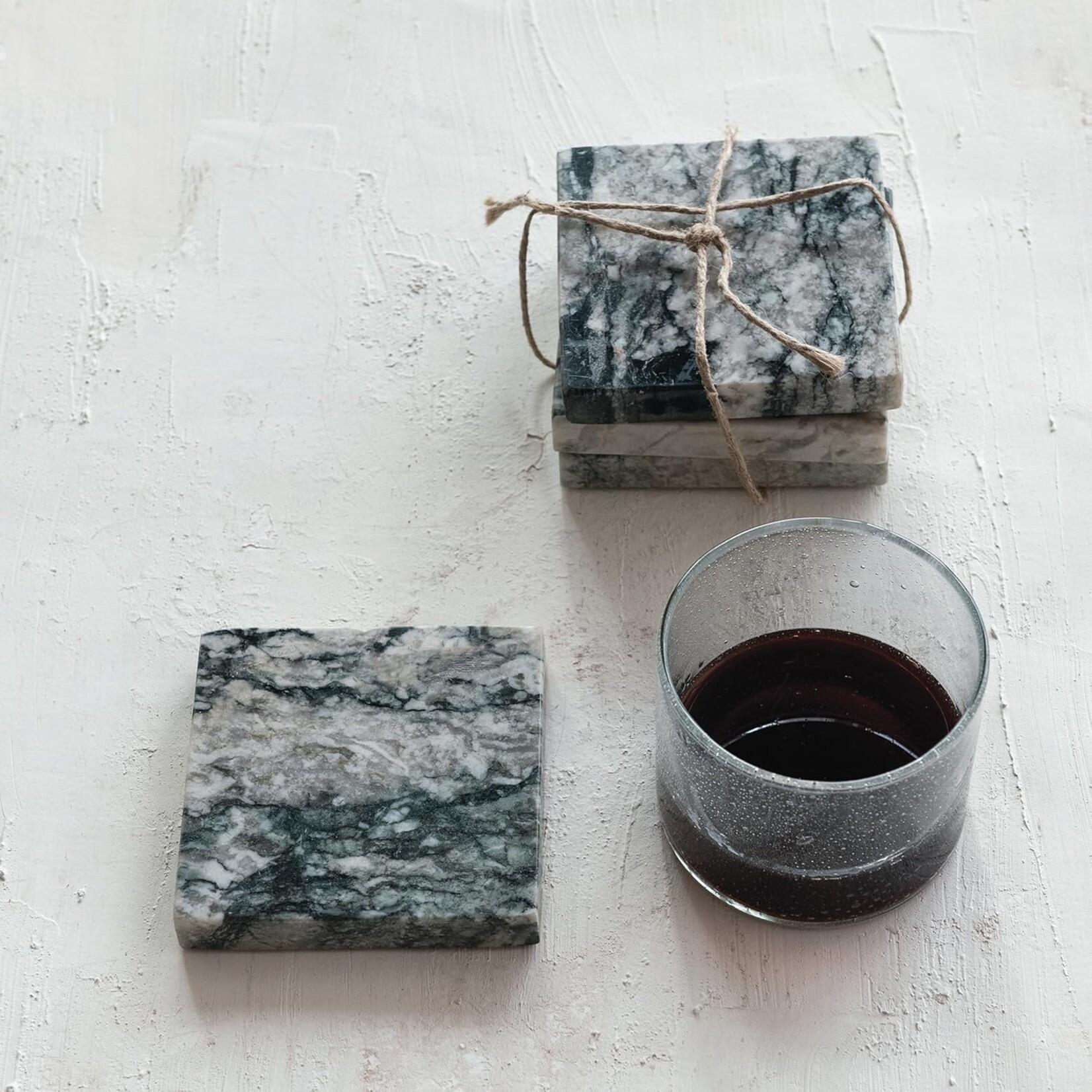 Creative Co-Op Black Marble Coaster SET OF 4