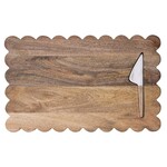 Creative Co-Op Mango Wood Scalloped Serving Board w/ Cheese Knife