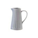 Creative Co-Op Stoneware Ribbed Pitcher- 40oz Light Blue Glaze