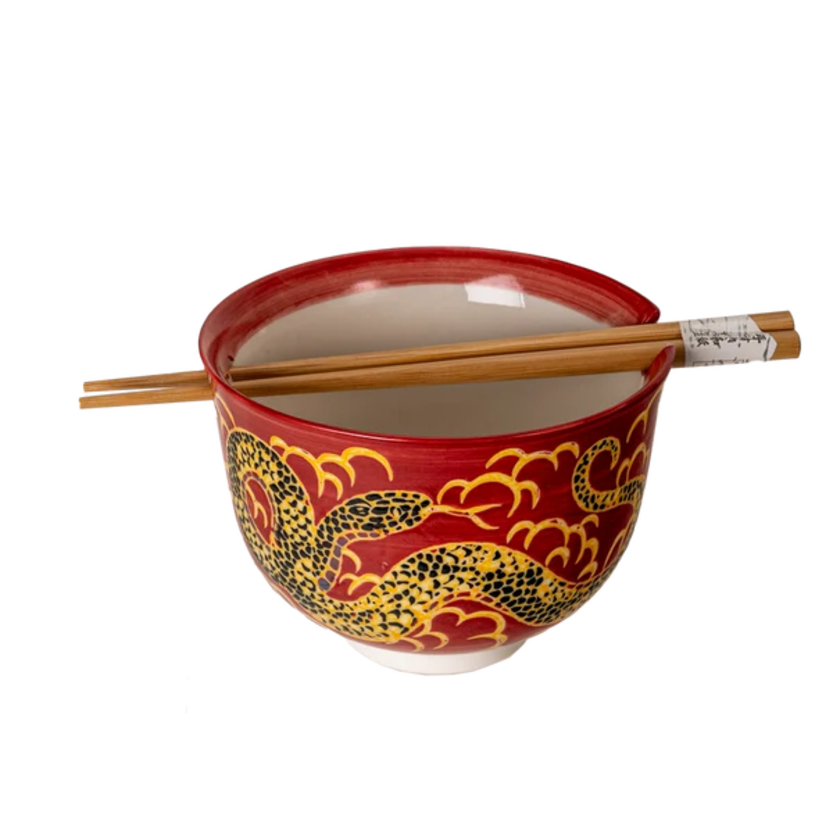 Urban Tokyo 18oz Donburi Bowl w/ Chopstick Set Red Snakes