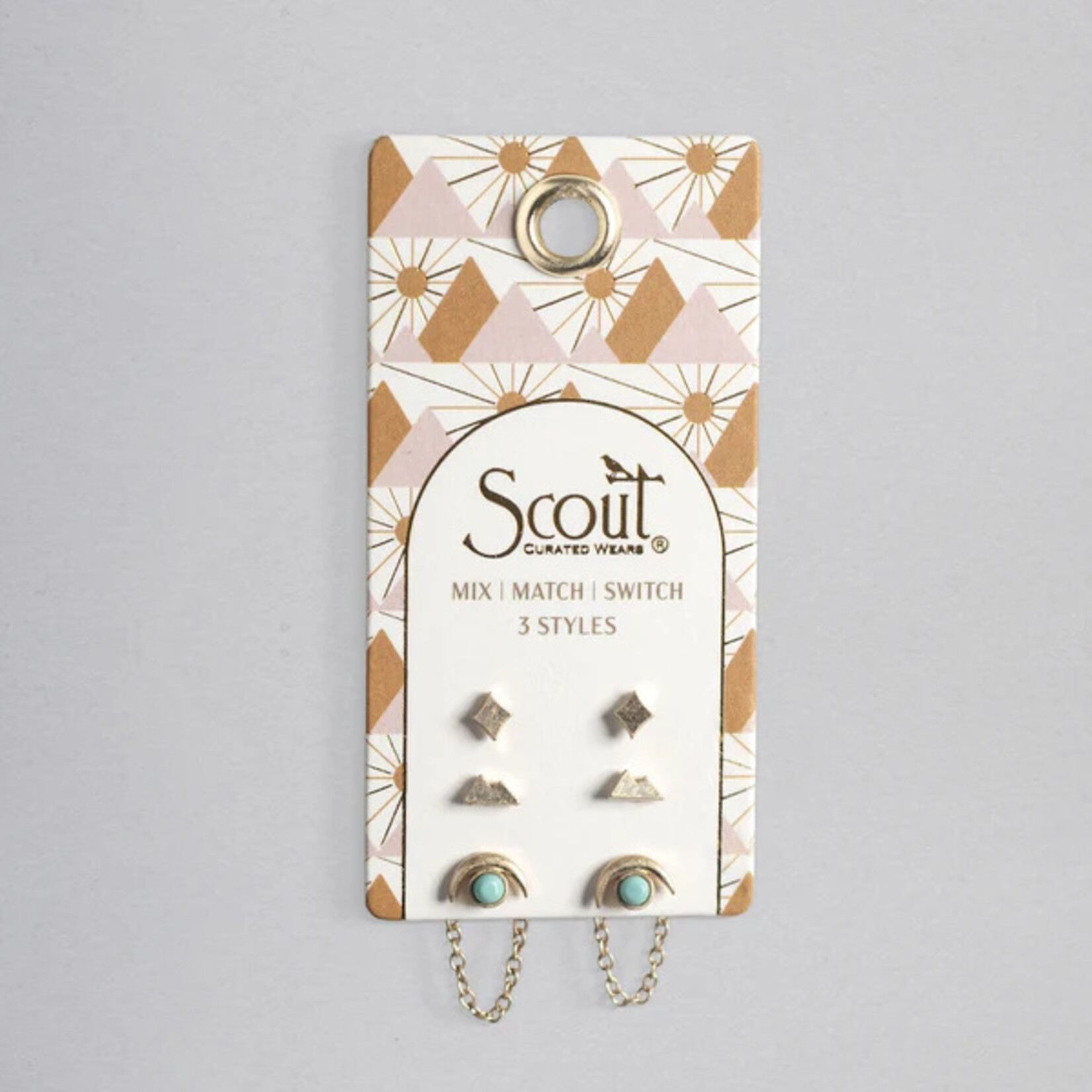 Scout Curated Wears Stud Trio Ear Jacket Set - Mountain/Turquoise/Gold