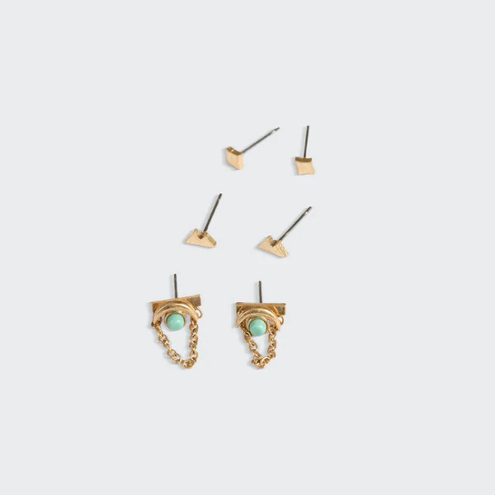 Scout Curated Wears Stud Trio Ear Jacket Set - Mountain/Turquoise/Gold