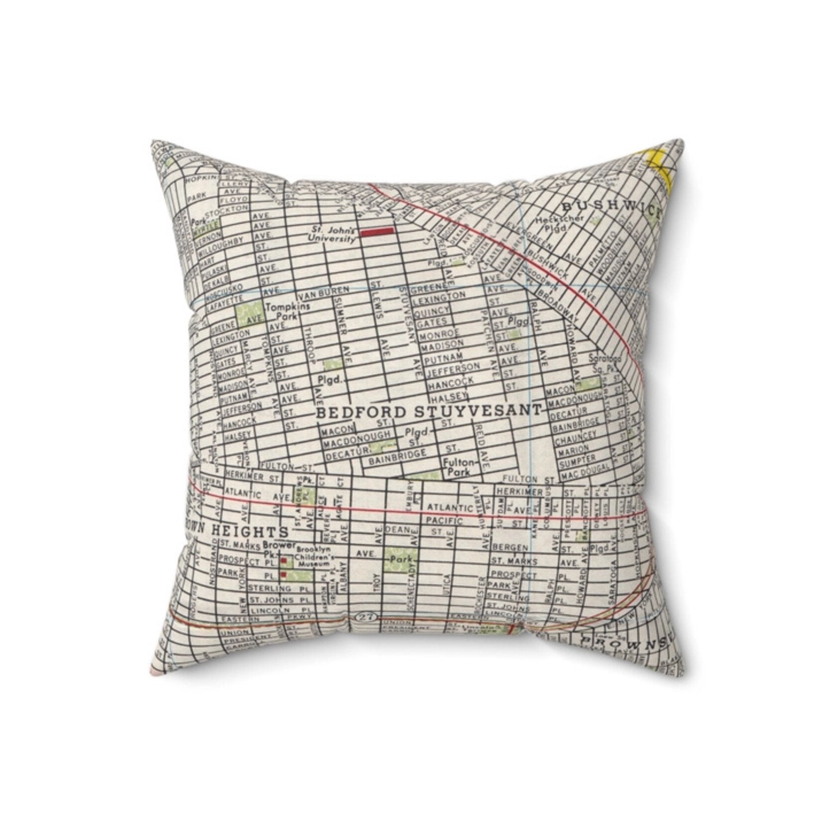 Daisy Mae Designs Bedford-Stuyvesant Brooklyn New York Map Throw Pillow