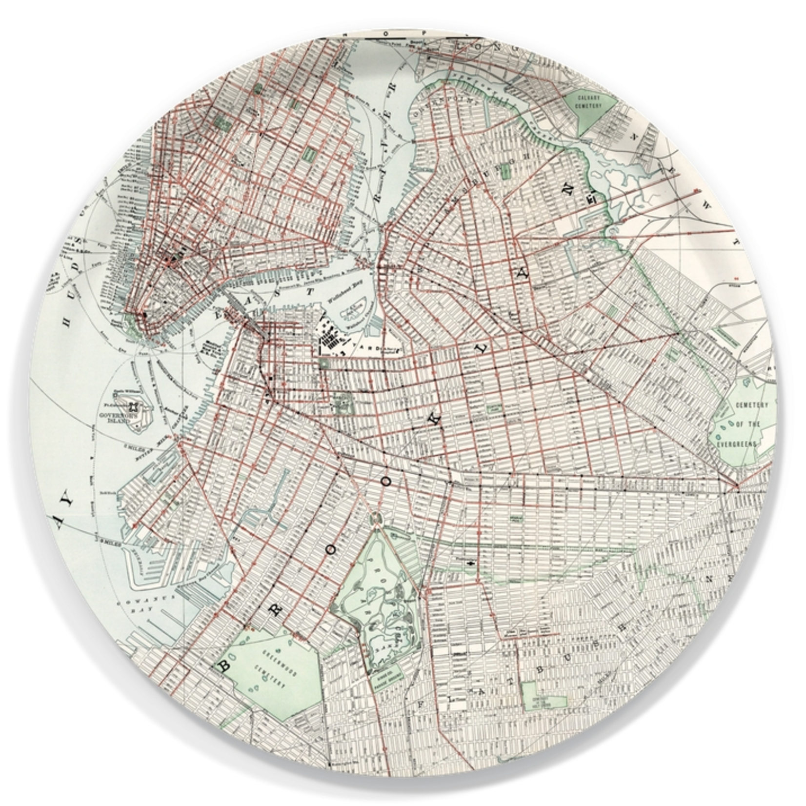 Daisy Mae Designs Brooklyn Vintage Map Birchwood Serving Tray