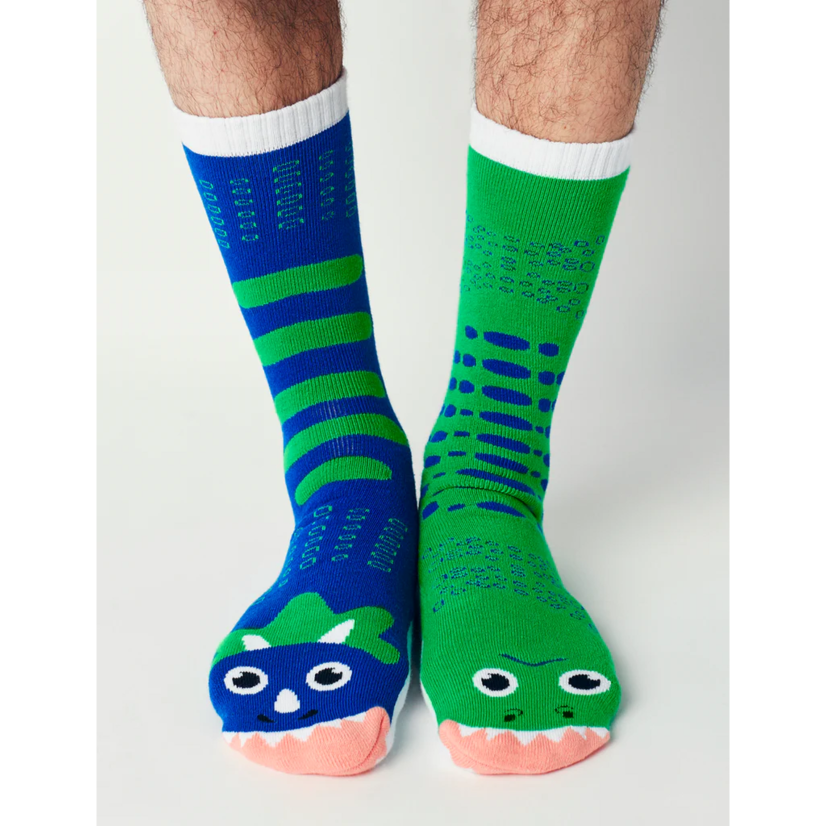 Pal Socks T-Rex & Triceratops Dinosaurs Mismatched Socks (Adult Large)