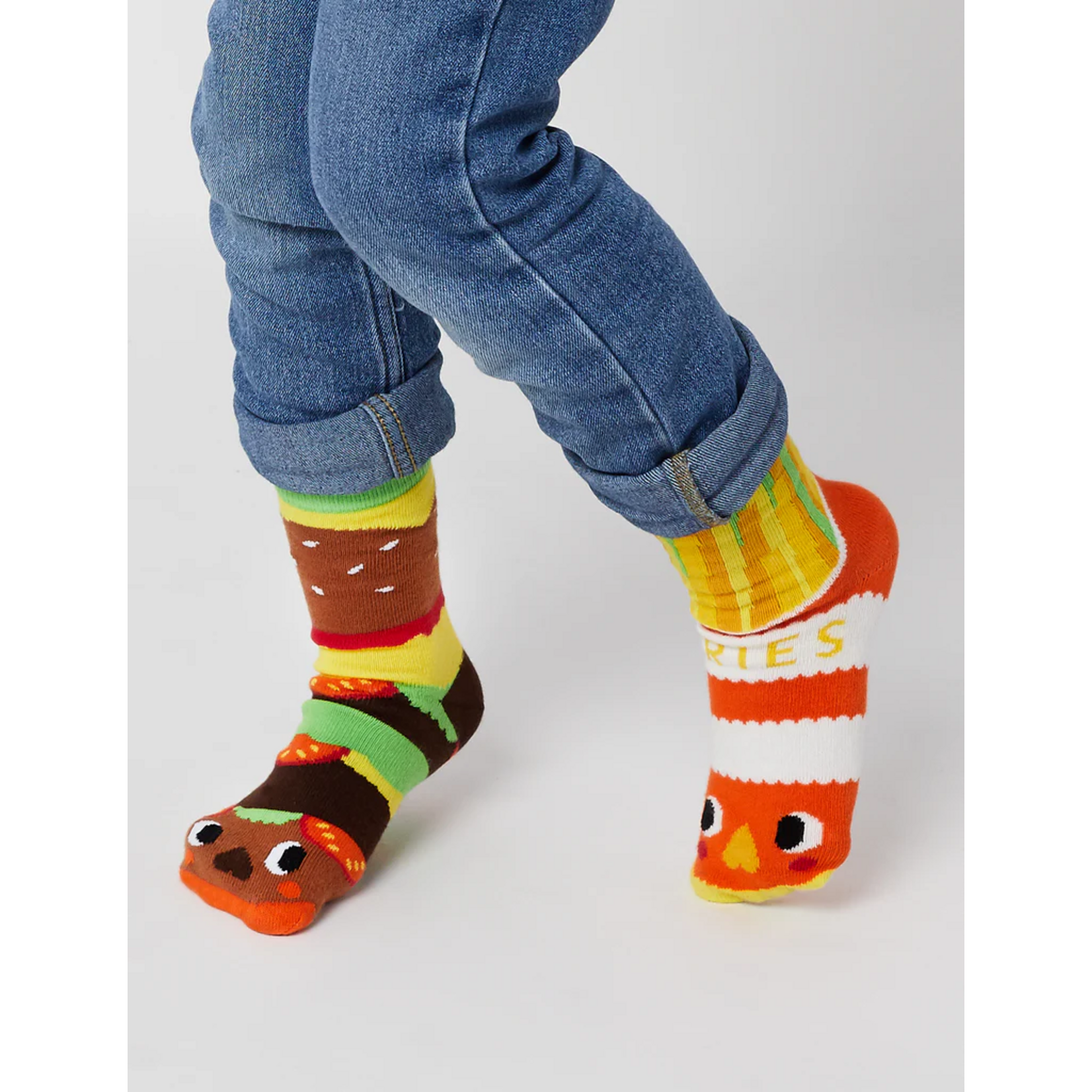 Pal Socks Burger & Fries Mismatched Socks (Adult Large)