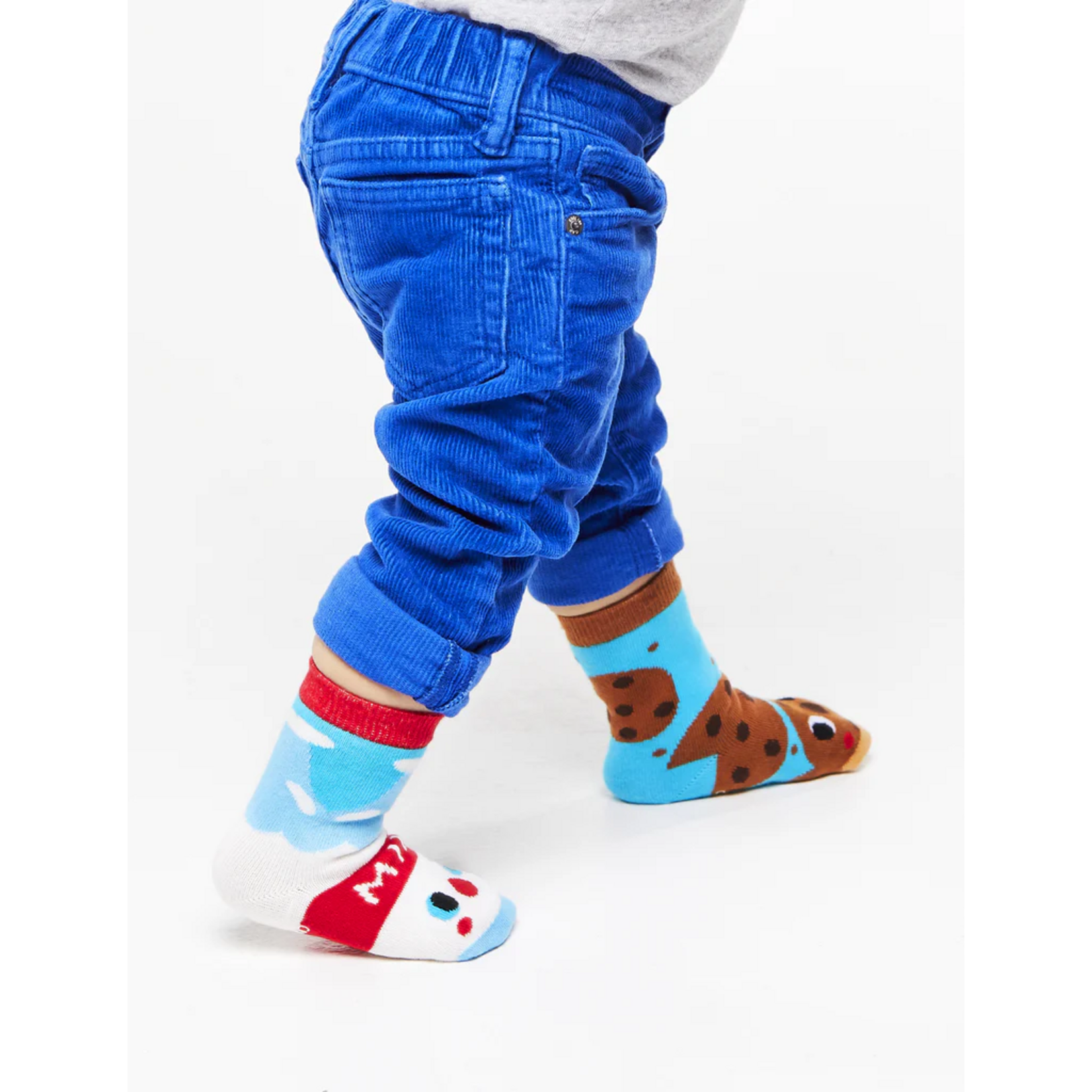 Pal Socks Milk & Cookies Non-Slip Mismatched Socks (Kids Small)