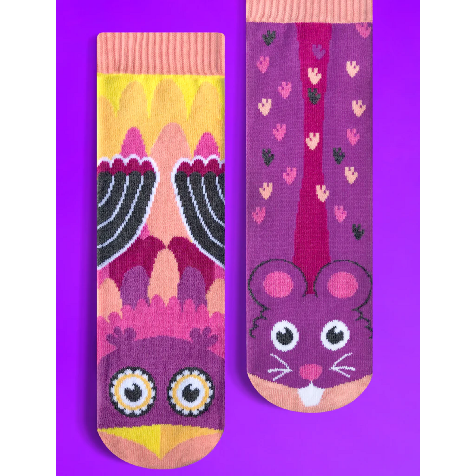 Pal Socks Owl & Mouse Mismatched Non-Slip Socks (Kids Large)