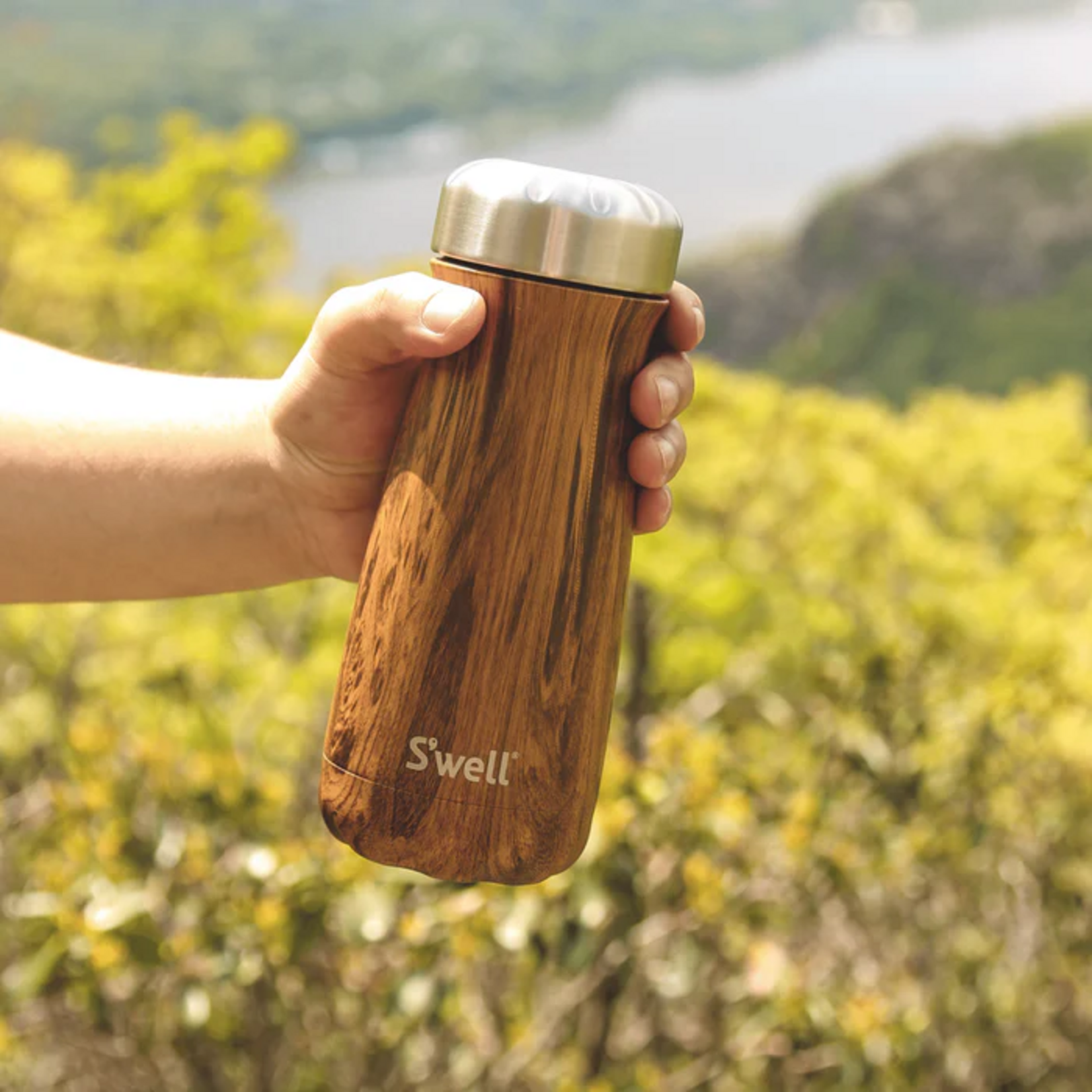 Swell 16oz Stainless Steel Teakwood Traveler