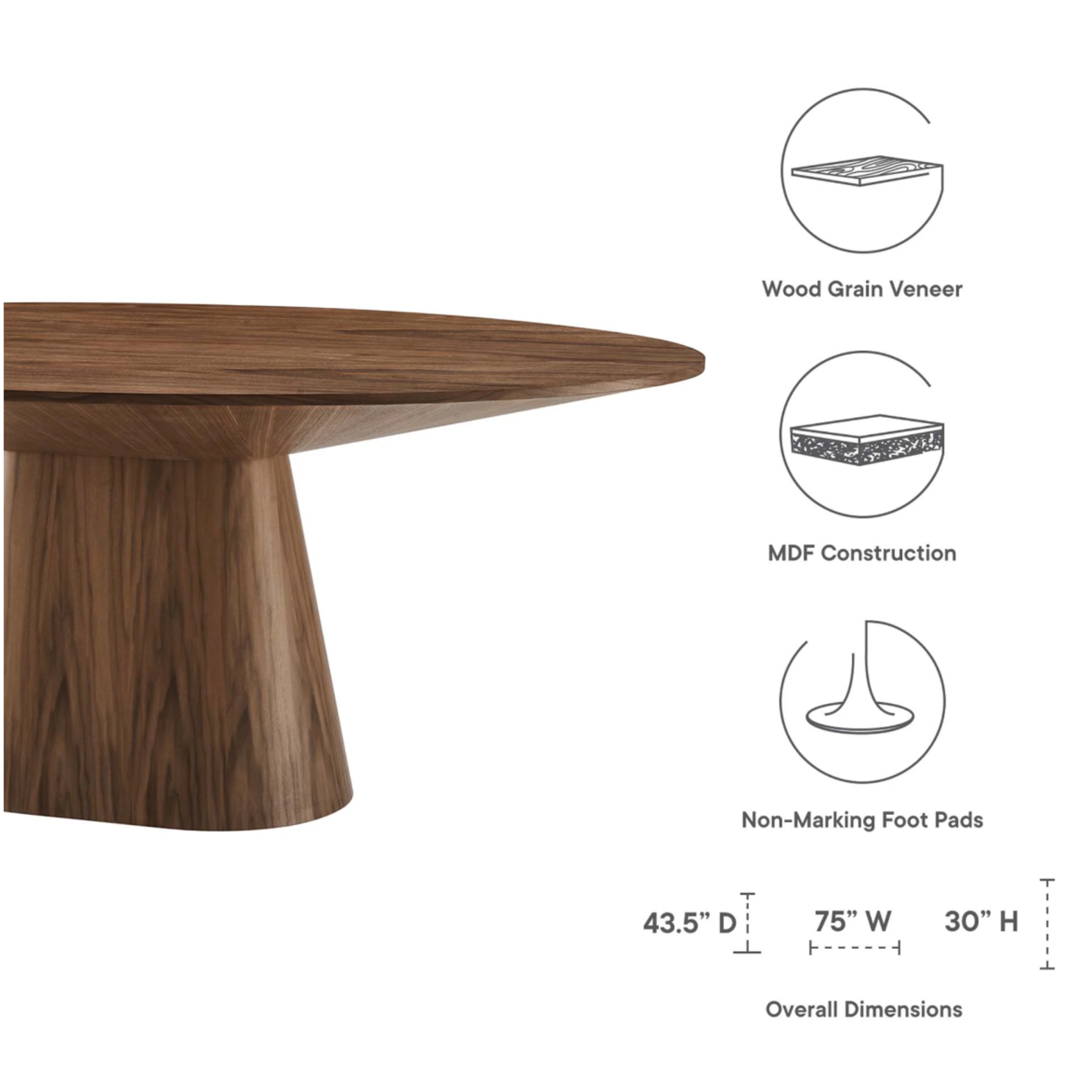 Provision Dining Table 47" Walnut Finish