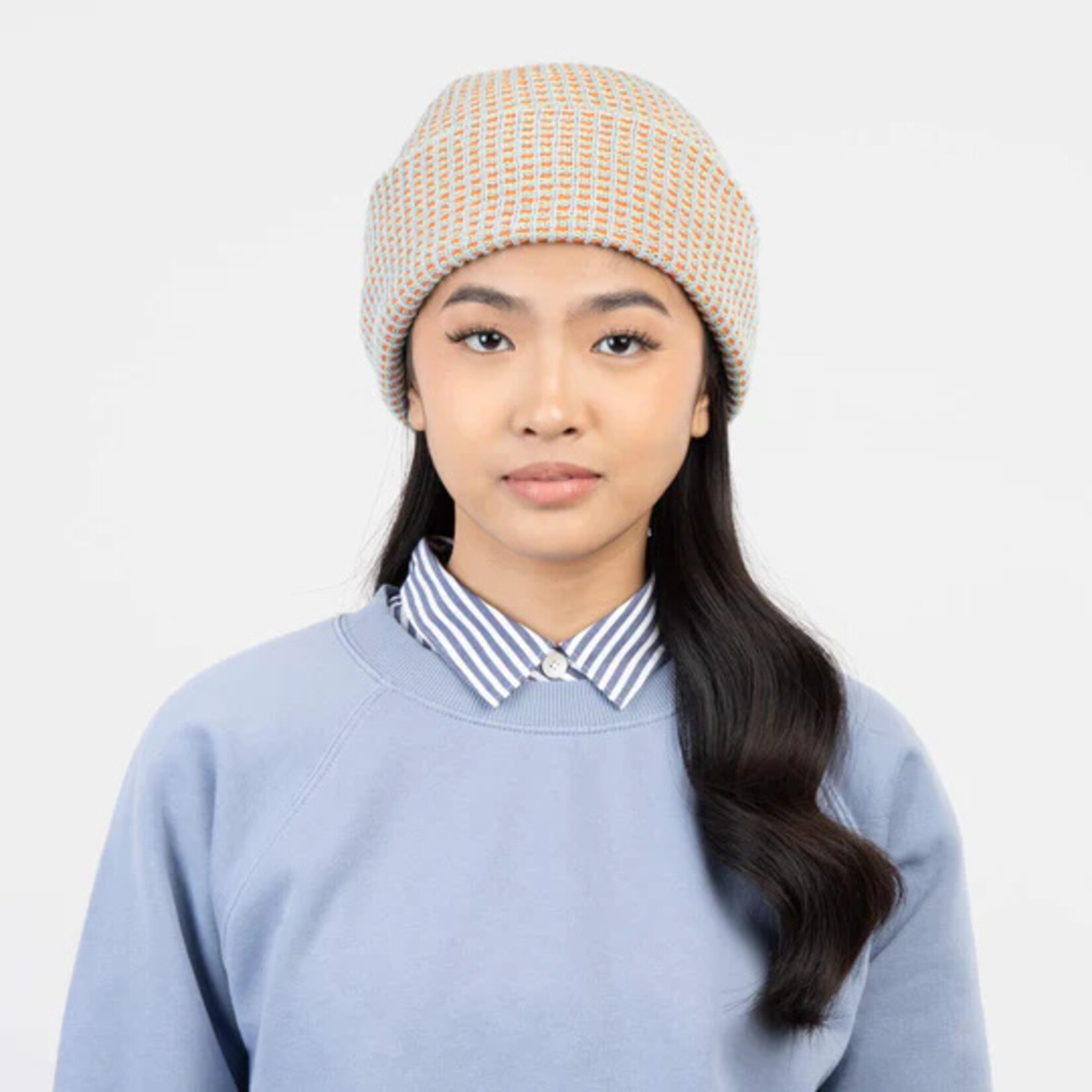 Verloop Grid Simple Knit Beanie- Stone Blue