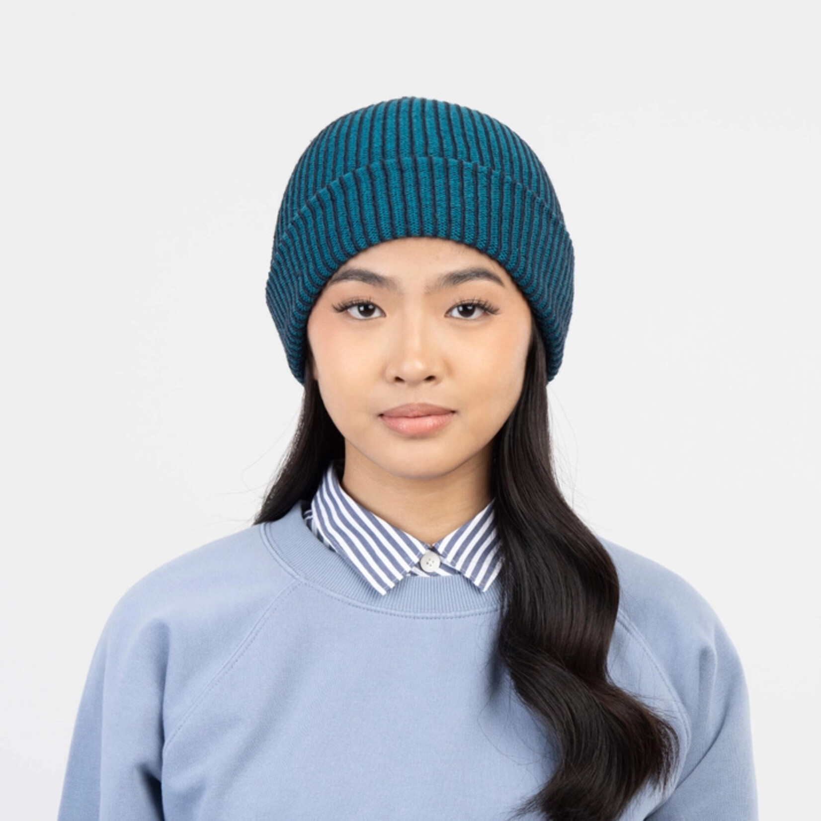 Verloop Rib Simple Knit Beanie- Navy Teal