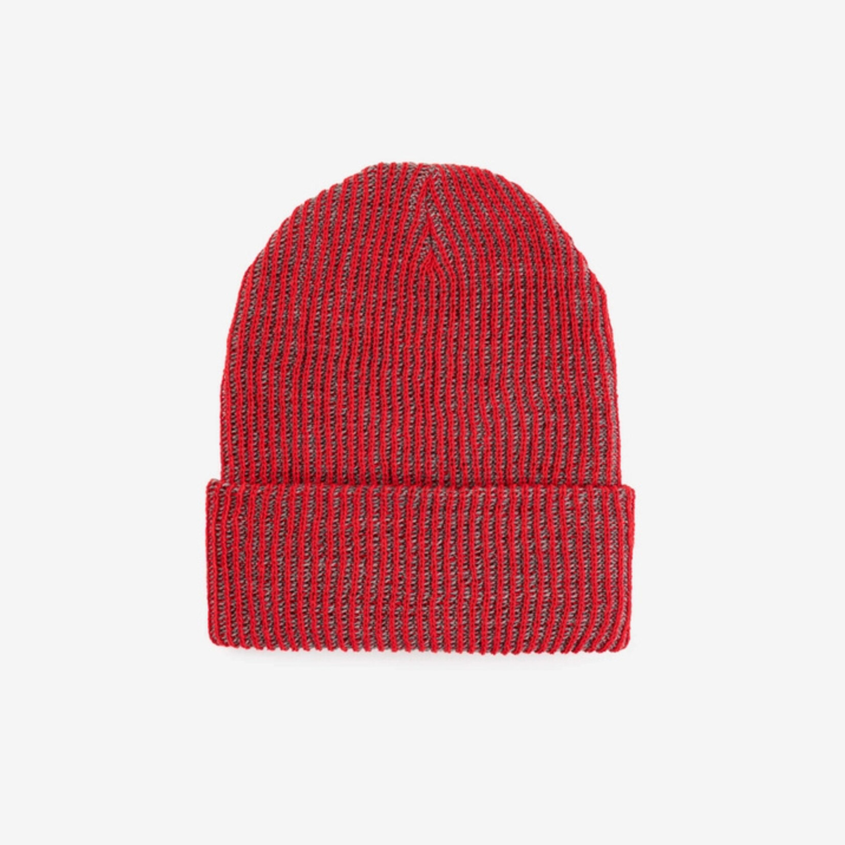 Verloop Rib Simple Knit Beanie- Red Grey