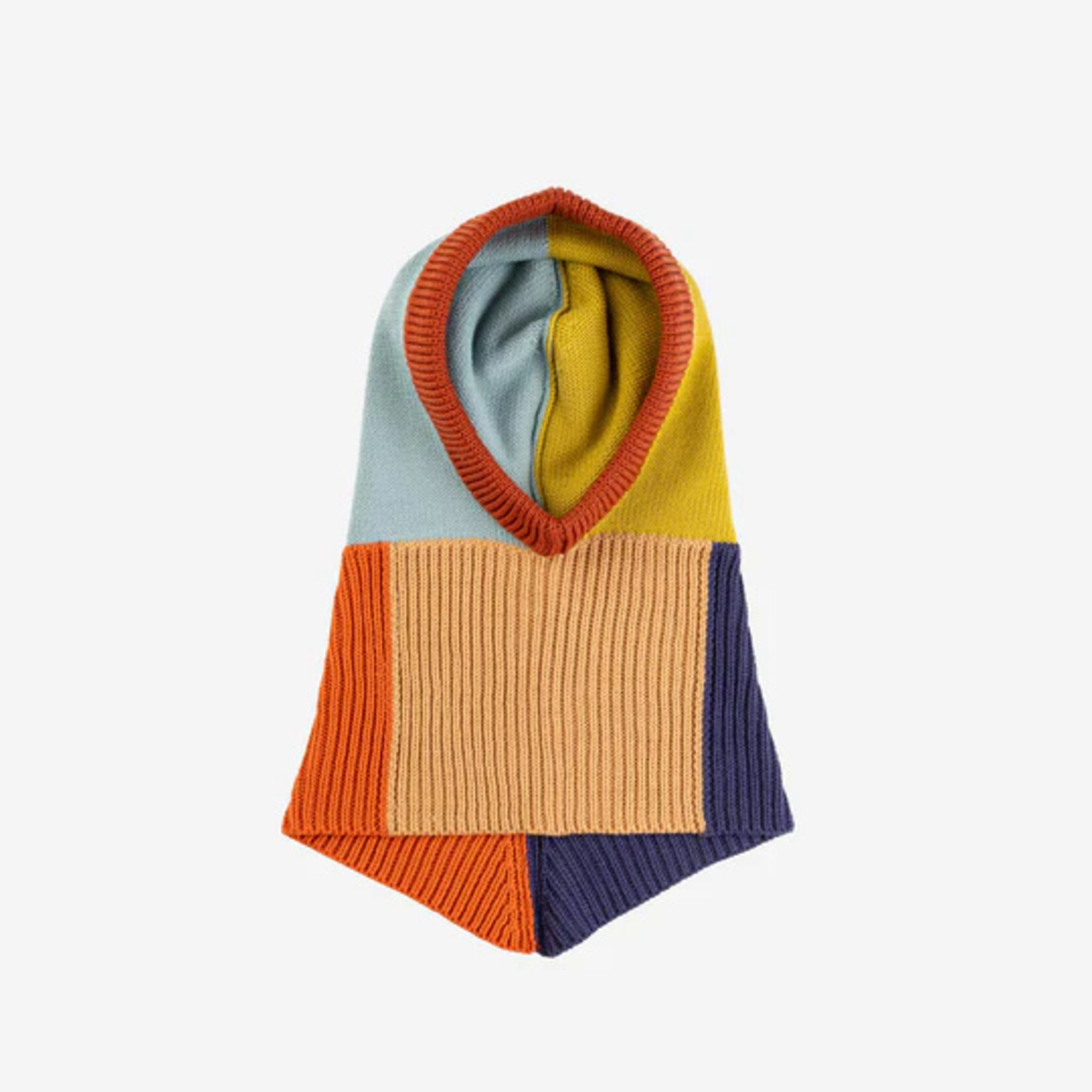 Verloop Mismatch Knit Hood- Golden Olive Stone Blue