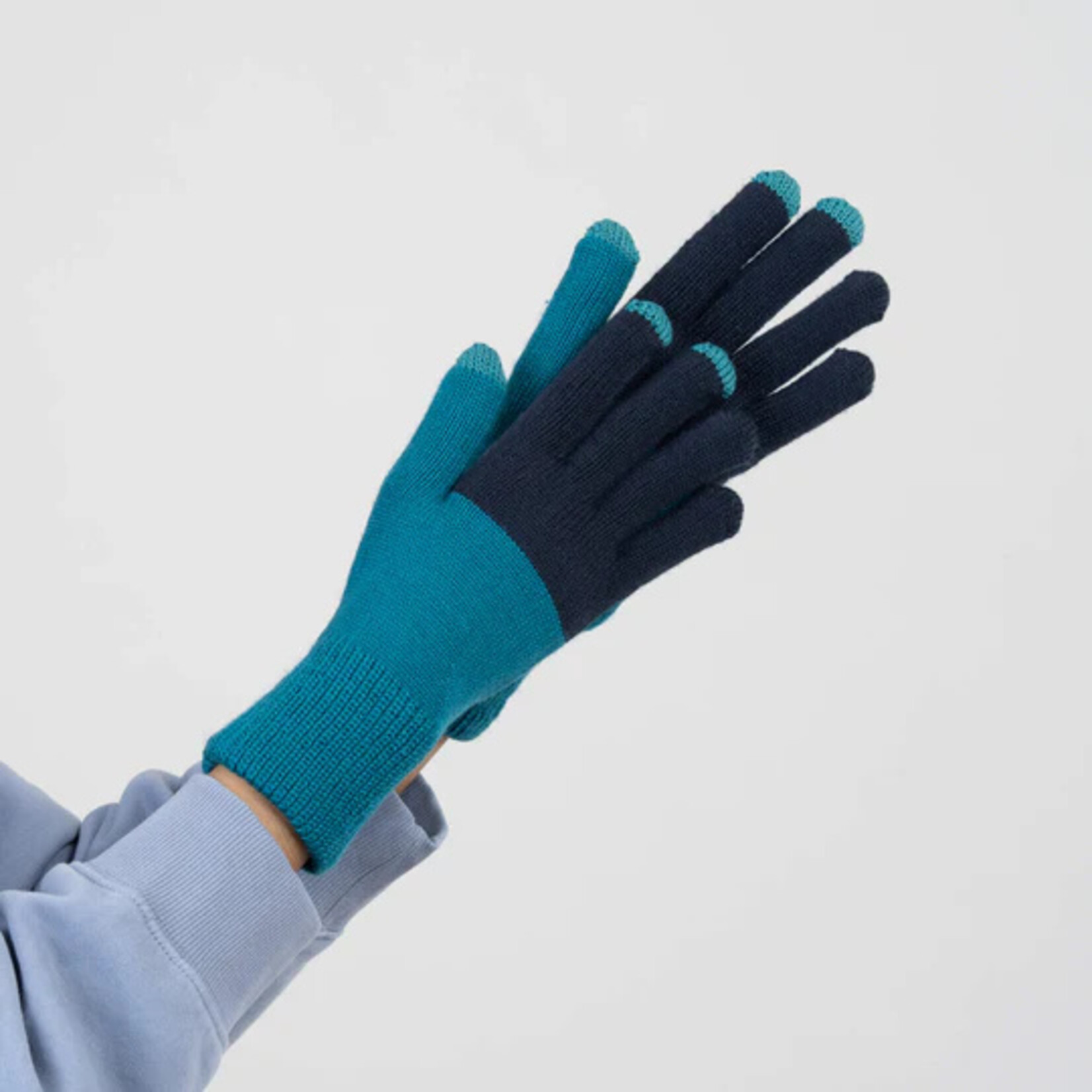 Verloop Colorblock Knit Touchscreen Gloves- Navy Teal