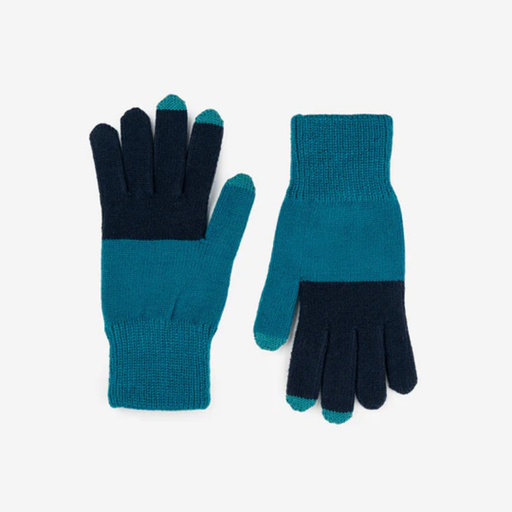 Verloop Colorblock Knit Touchscreen Gloves- Navy Teal