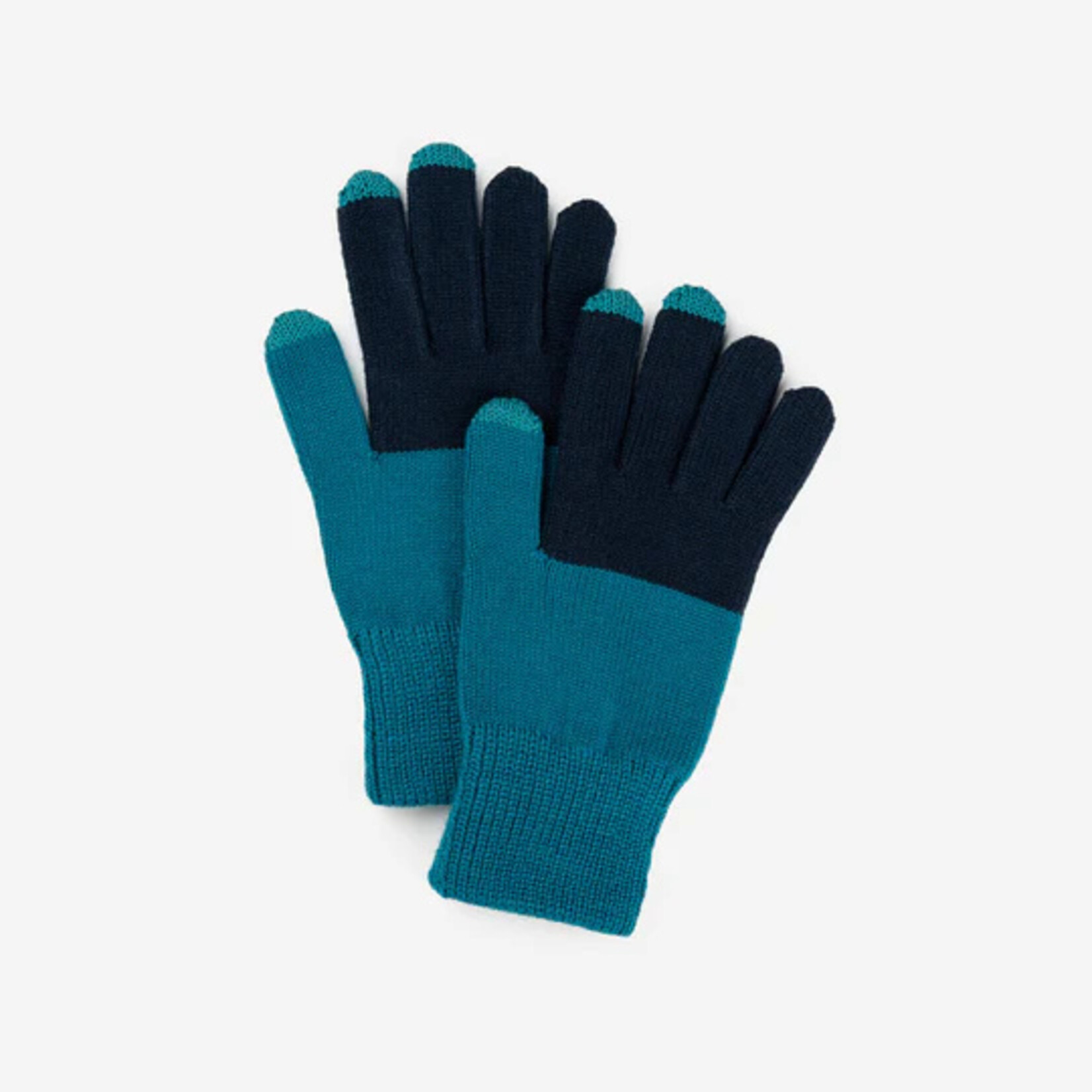 Verloop Colorblock Knit Touchscreen Gloves- Navy Teal