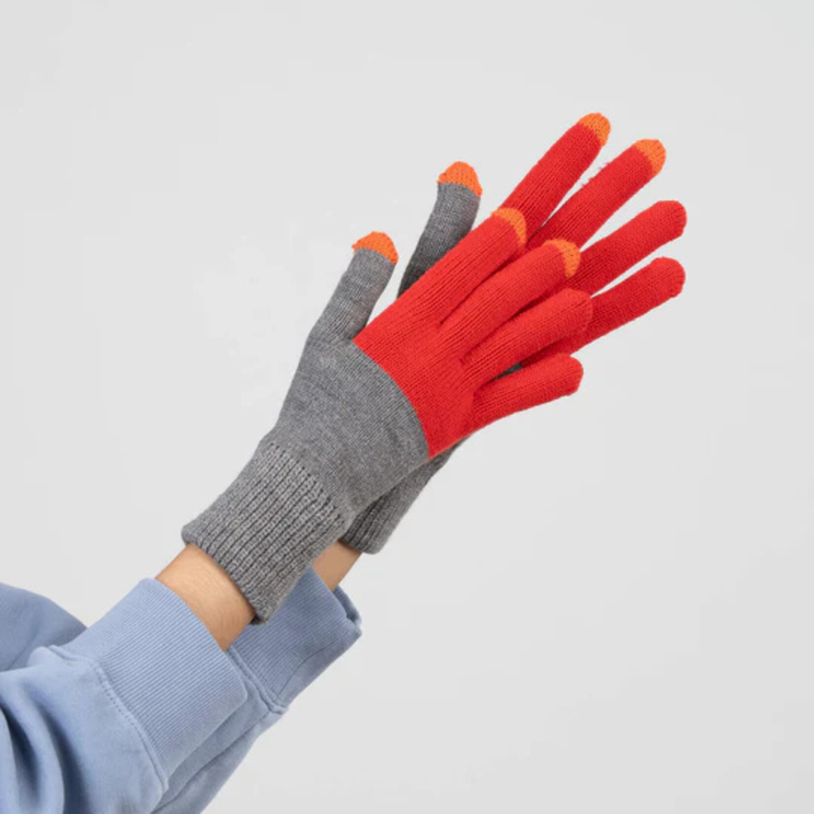 Verloop Colorblock Knit Touchscreen Gloves- Red Grey