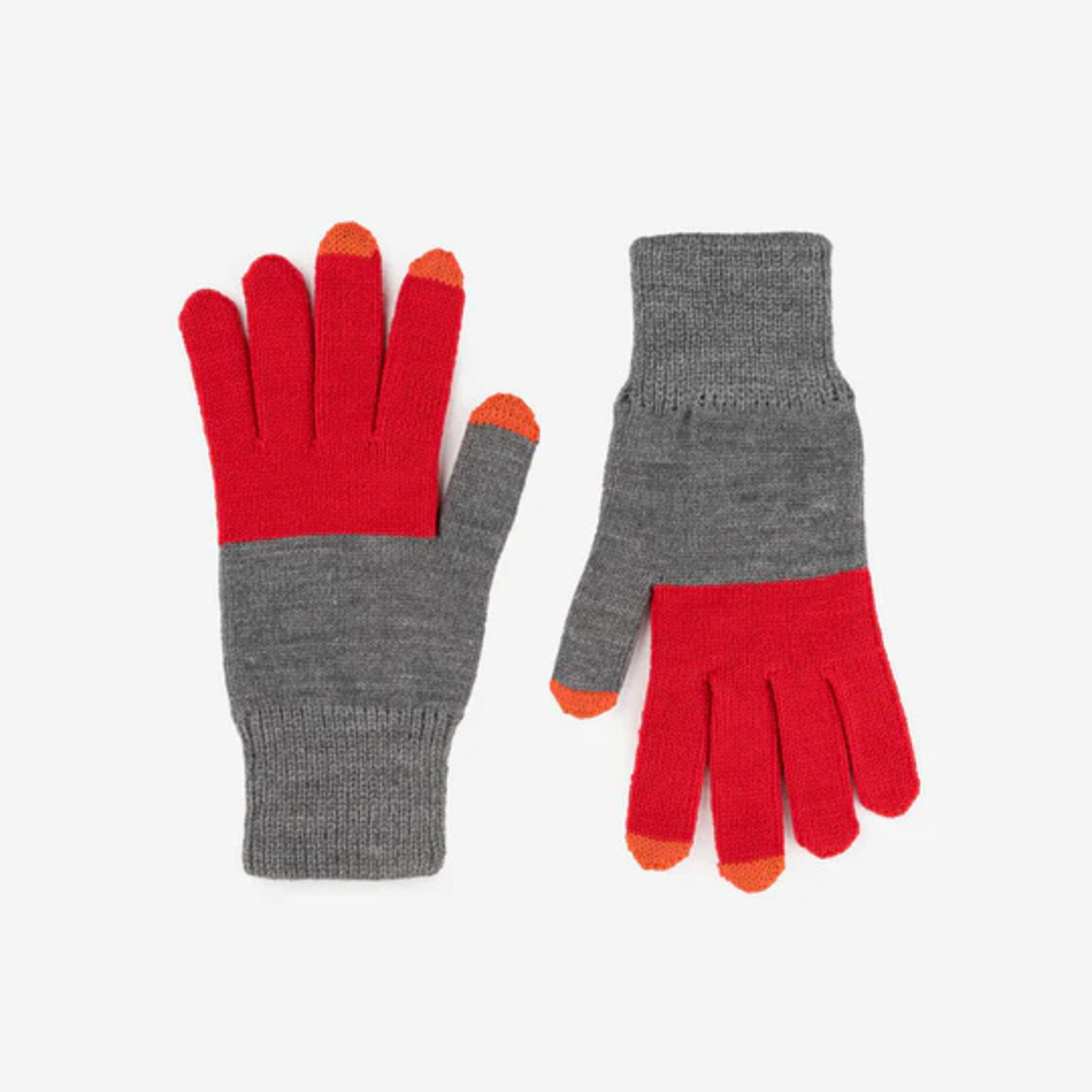 Verloop Colorblock Knit Touchscreen Gloves- Red Grey