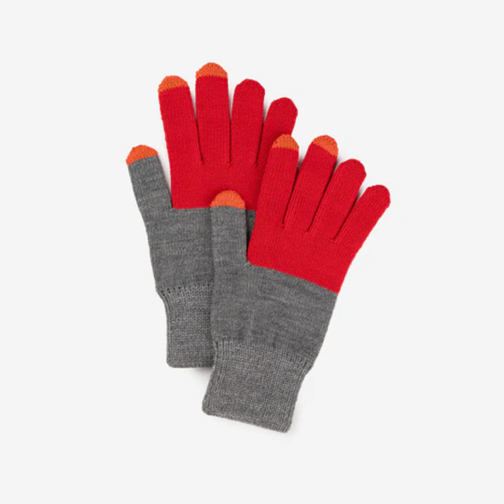 Verloop Colorblock Knit Touchscreen Gloves- Red Grey