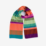 Verloop Mosaic Stripe Knit Scarf- Lime Cobalt