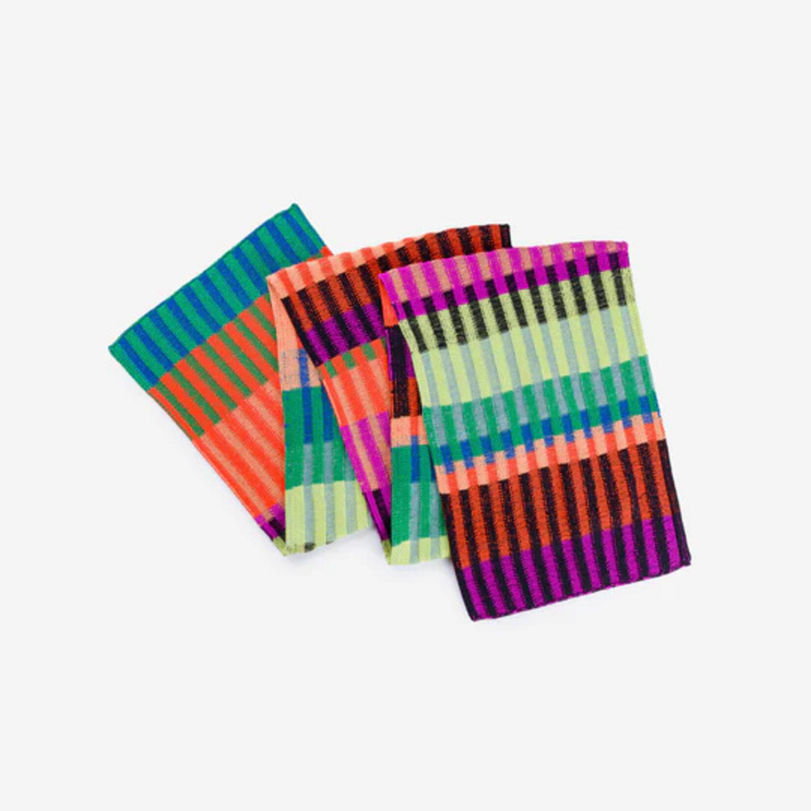 Verloop Mosaic Stripe Knit Scarf- Lime Cobalt