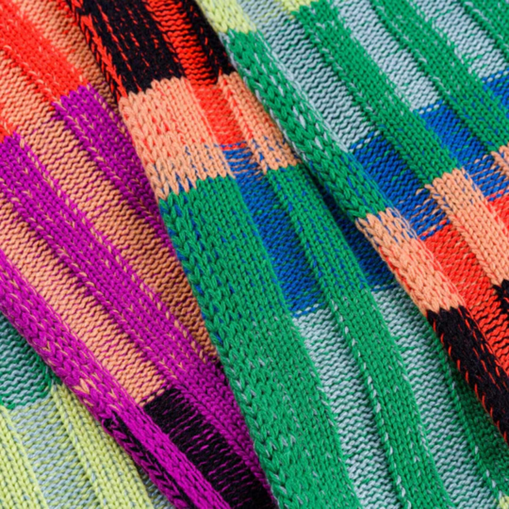 Verloop Mosaic Stripe Knit Scarf- Lime Cobalt