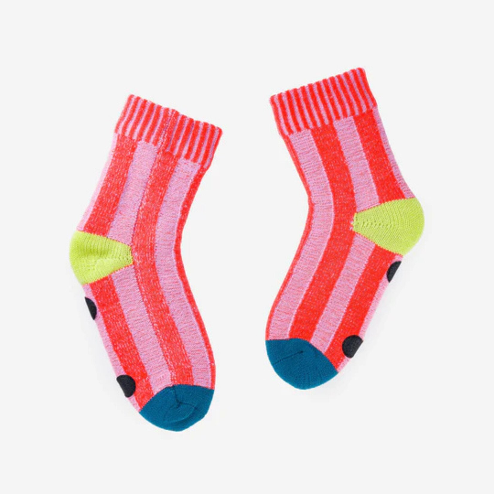 Verloop Big Stripe House Socks- Poppy Lilac S/M