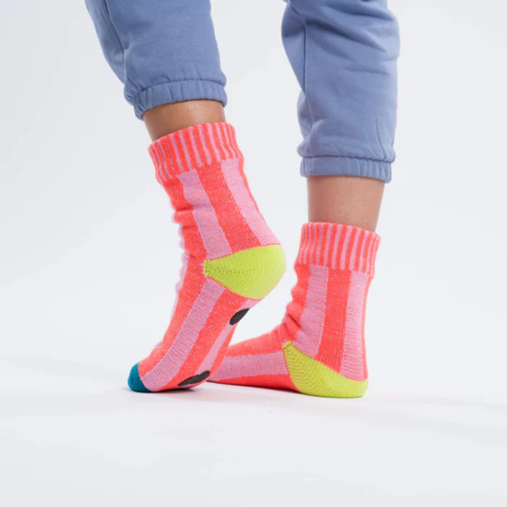 Verloop Big Stripe House Socks- Poppy Lilac S/M