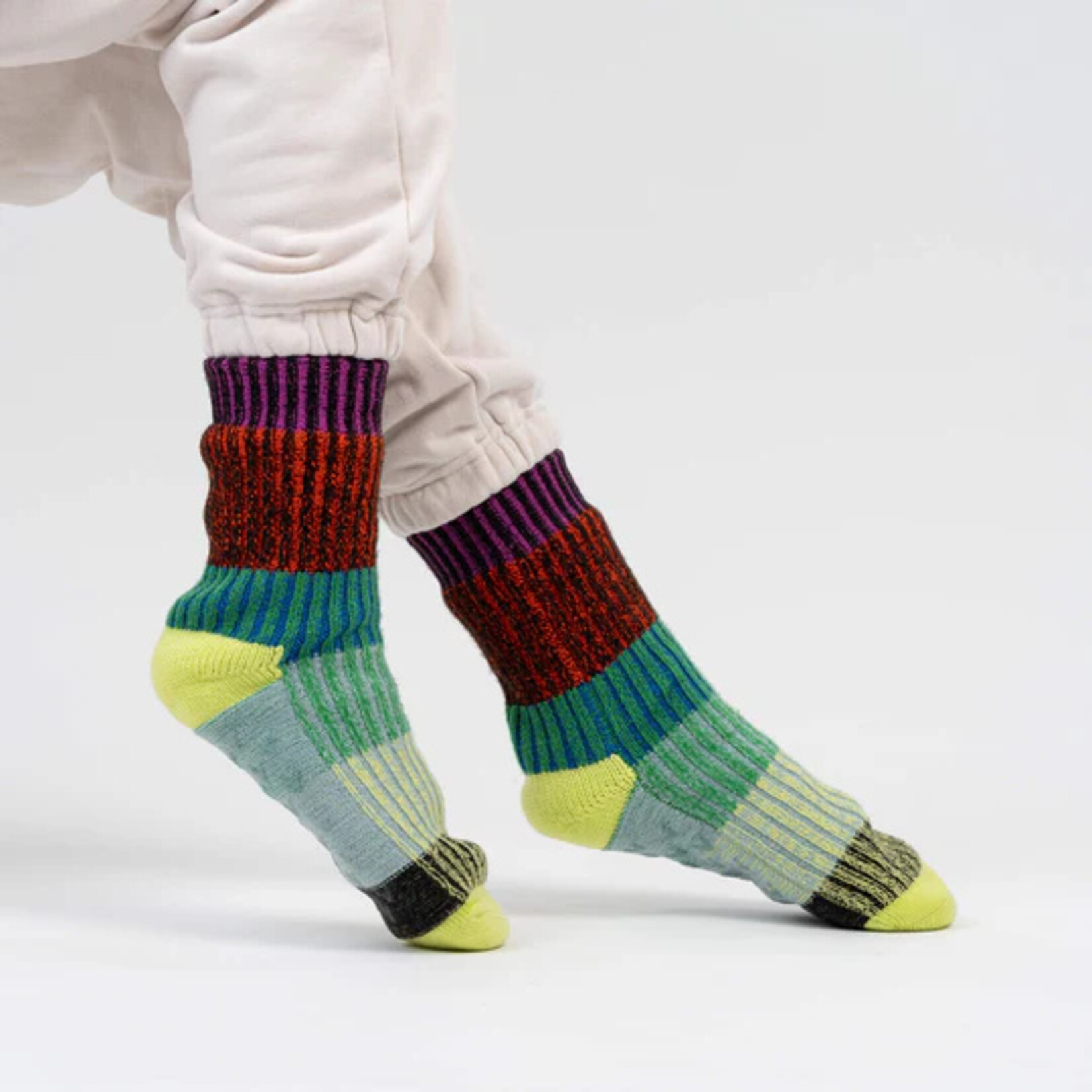 Verloop Mosaic House Socks- Lime Cobalt L/XL