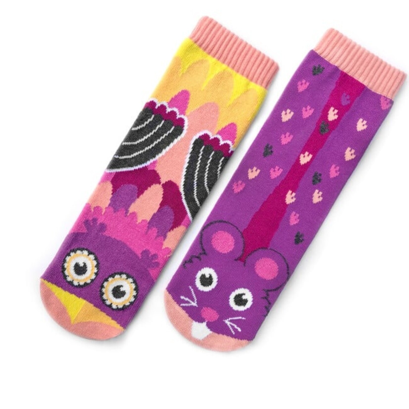 Pal Socks Owl & Mouse Mismatched Non-Slip Socks (Kids Large)