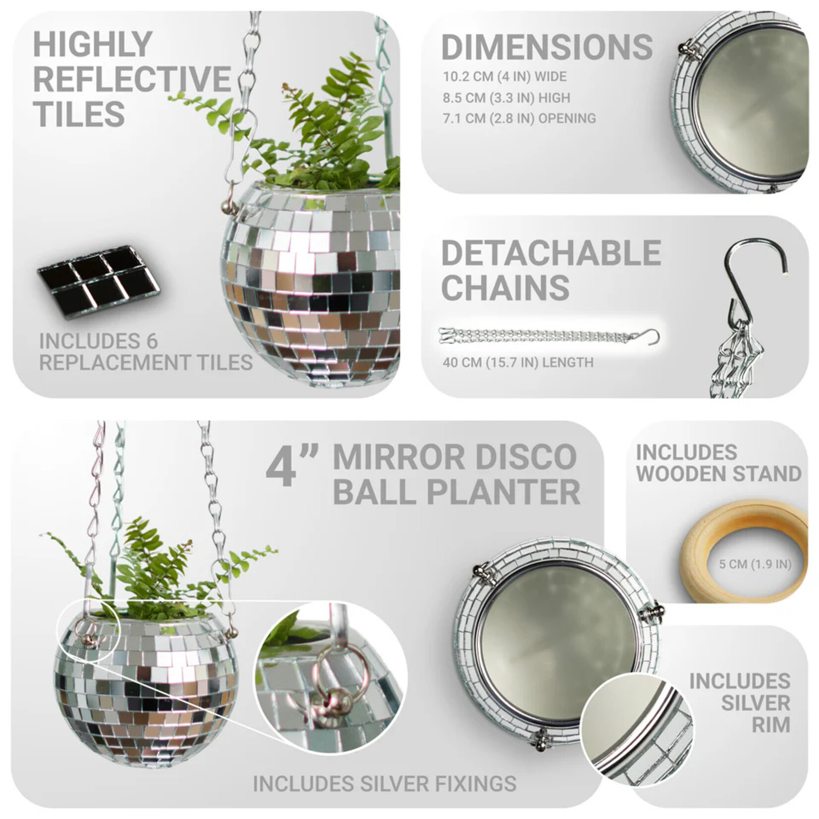 Bubblegum Stuff Disco Ball Hanging Planter (4in)