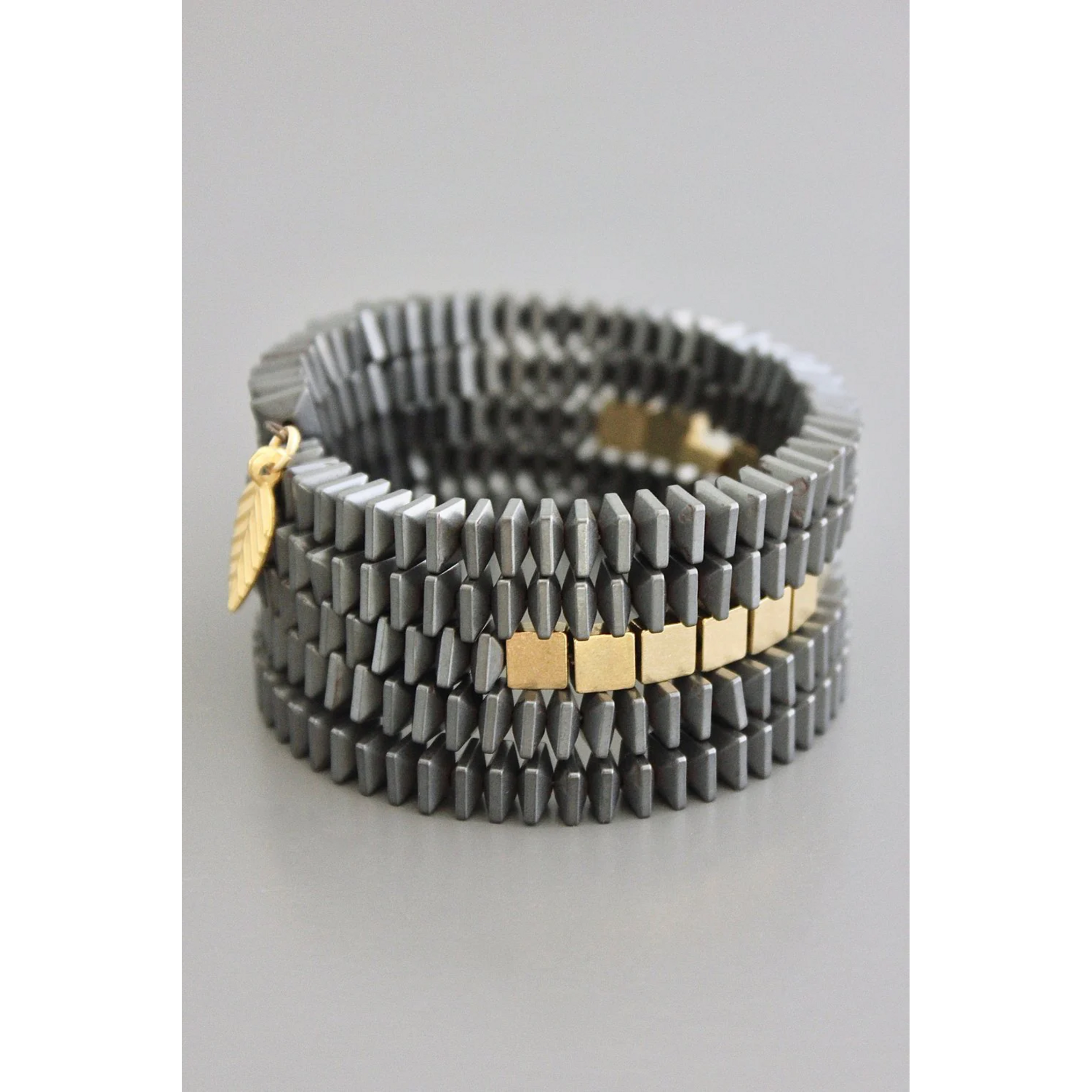 David Aubrey Jewelry Hematite and Brass Wrap Bracelet
