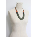 David Aubrey Jewelry Triple Strand Moss Jet Carnelian Necklace