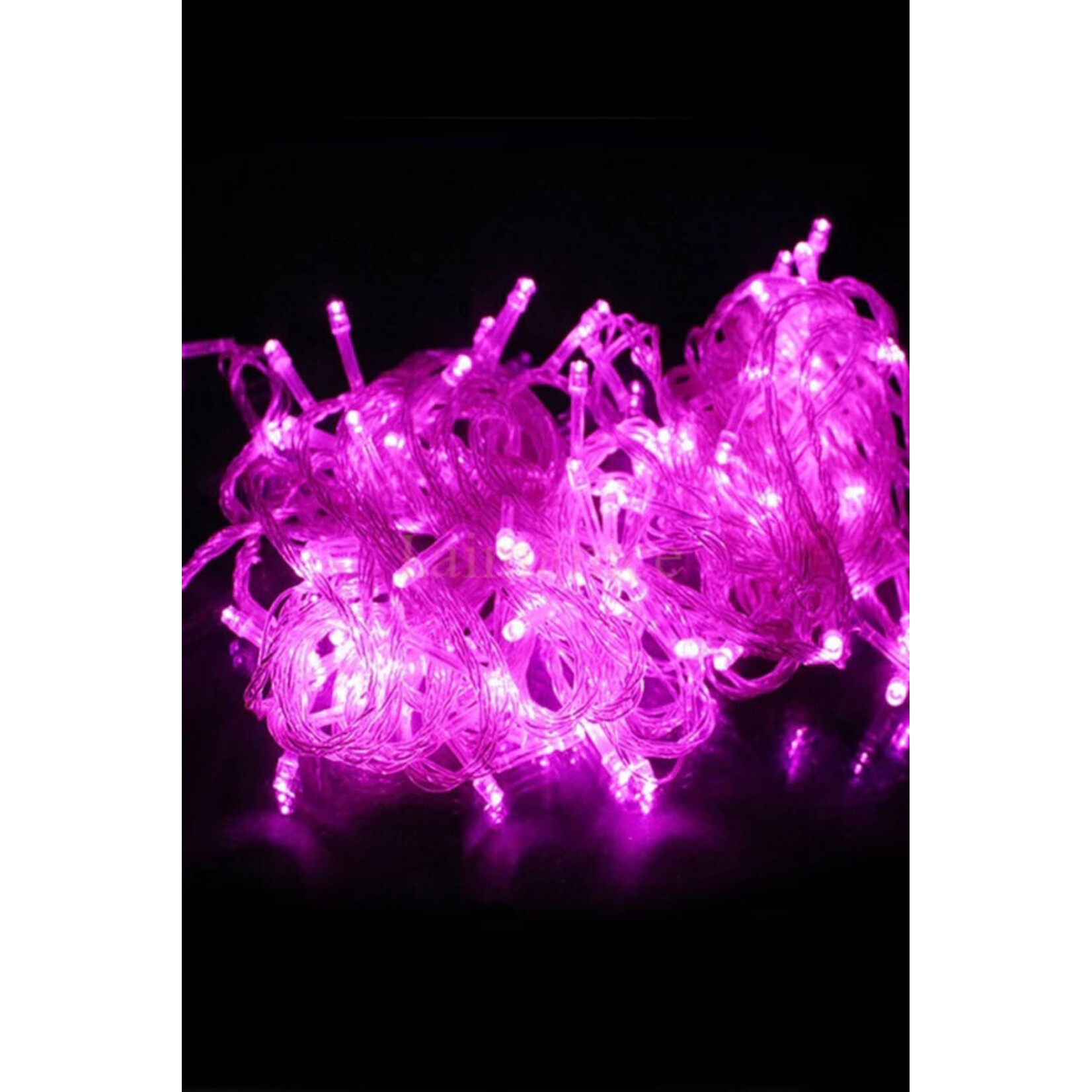 Perfect Holiday 100 LED Clear Cable String Lights Plug In- Pink