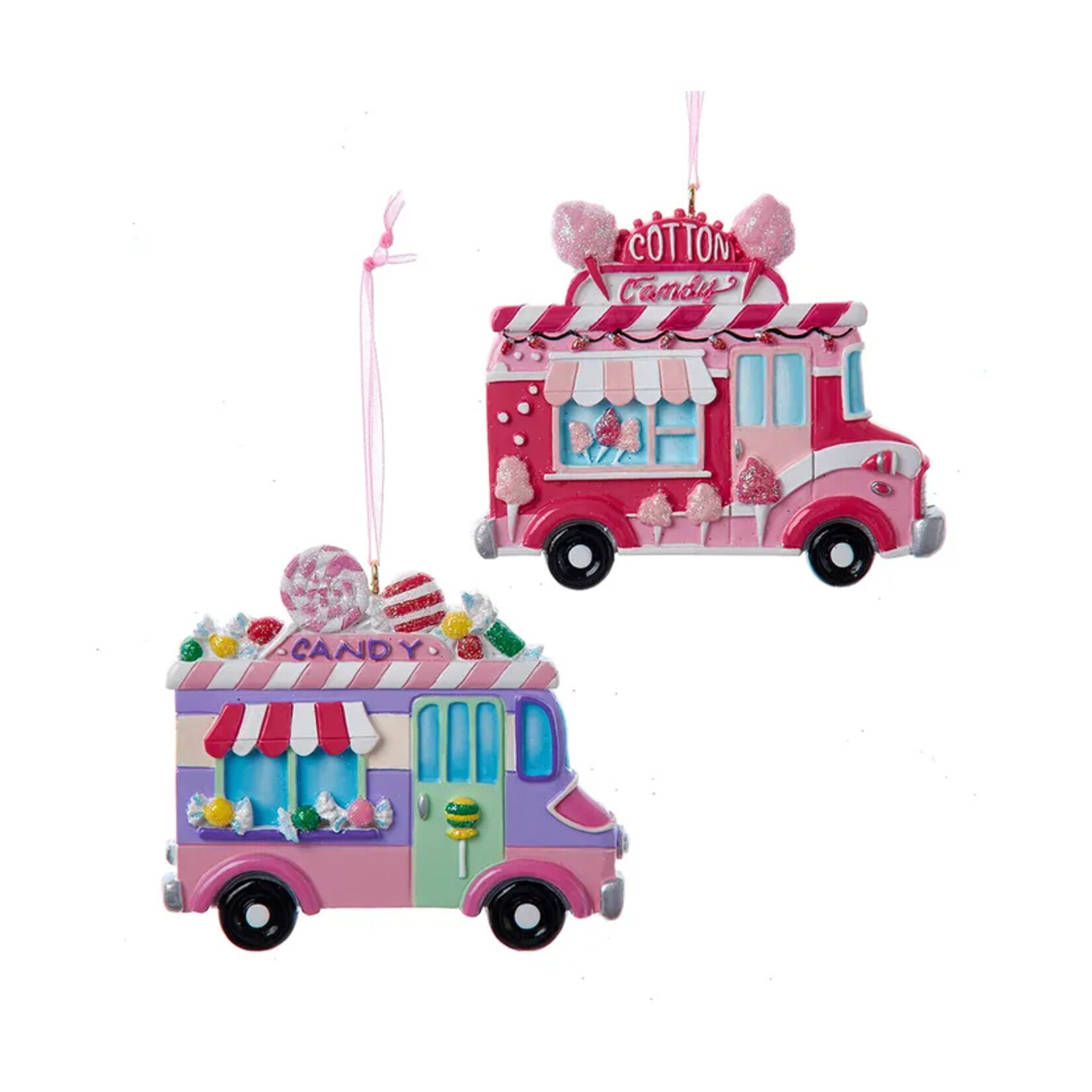 Kurt S. Adler Cotton Candy and Lollipop Truck Ornaments