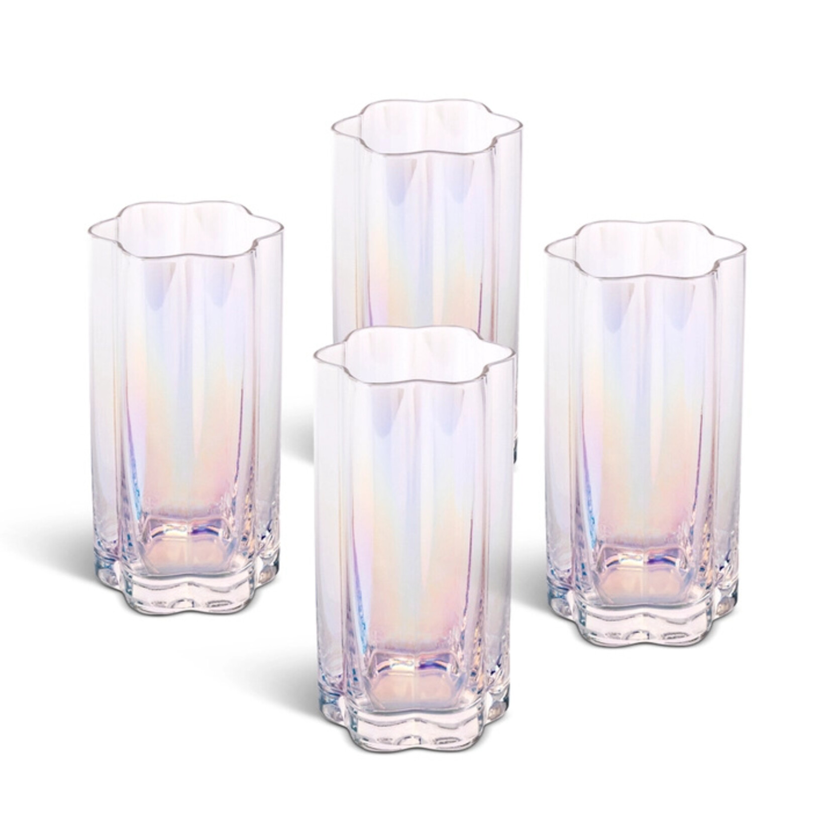 Core Home Set of 4 Flower Highball - Iridescent