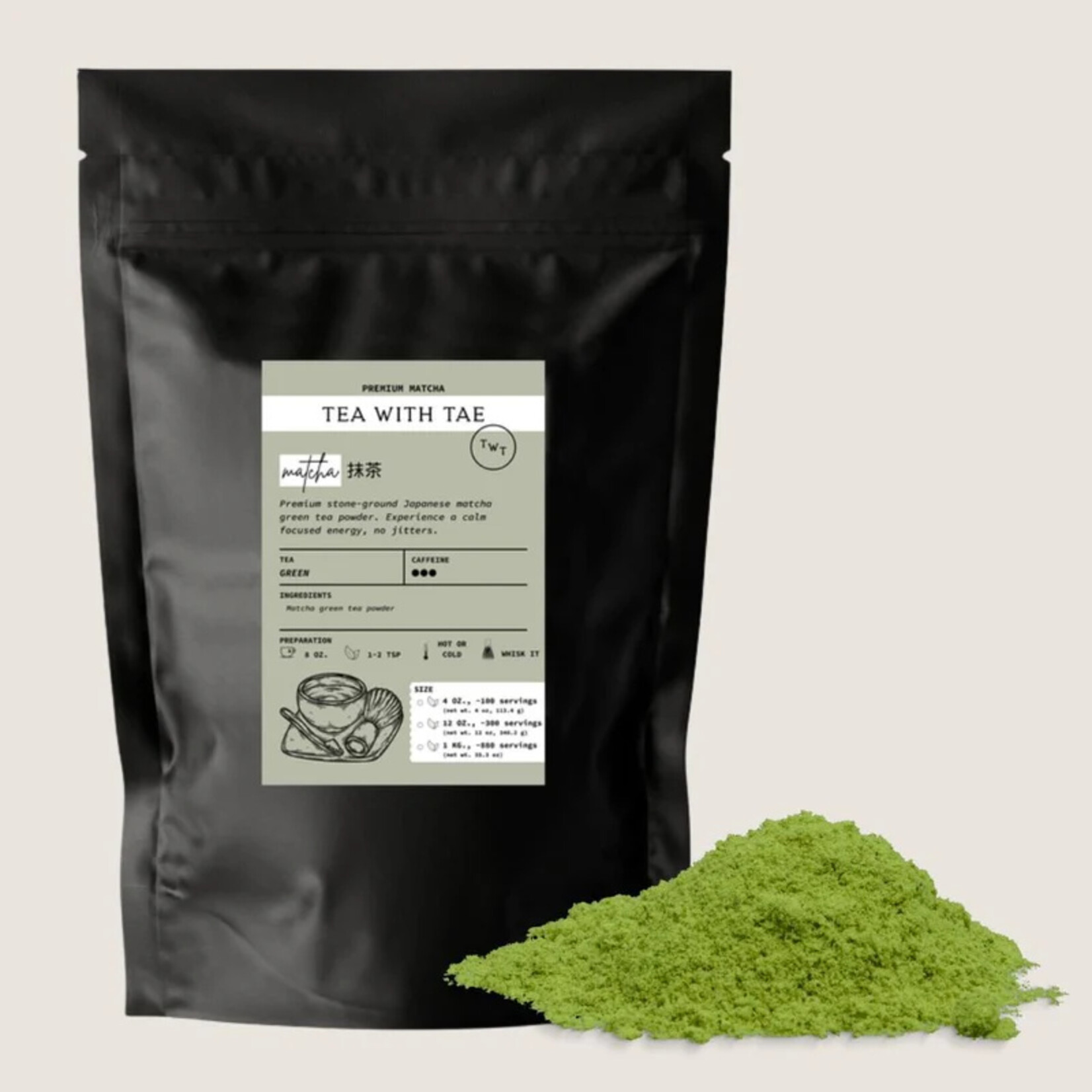 Tea with Tae Premium Japanese Matcha Powder - 4oz