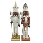 Santa's Workshop 15" Silver & Gold Black Snowflake Nutcracker